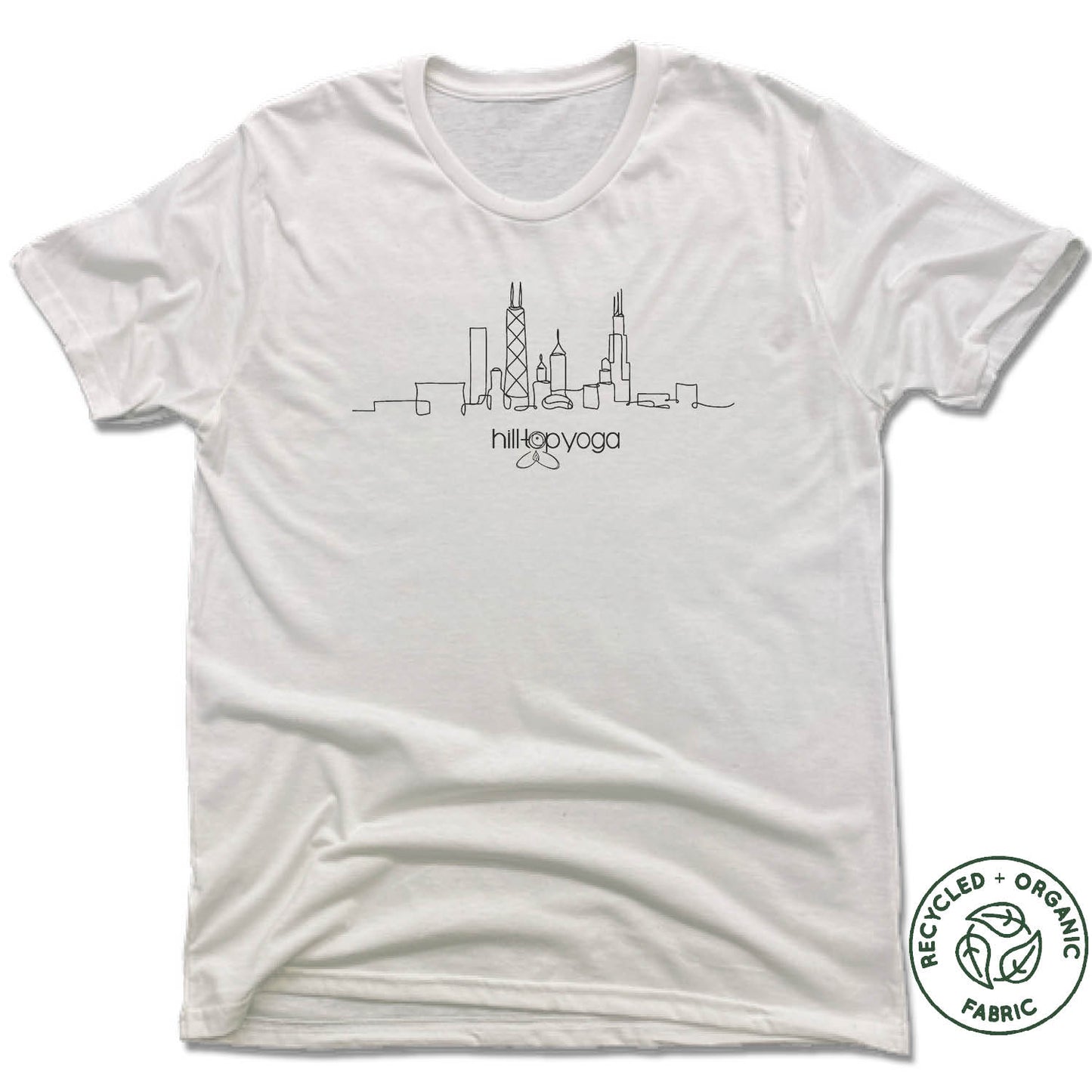 HILLTOP YOGA | UNISEX WHITE Recycled Tri-Blend | BLACK LOGO