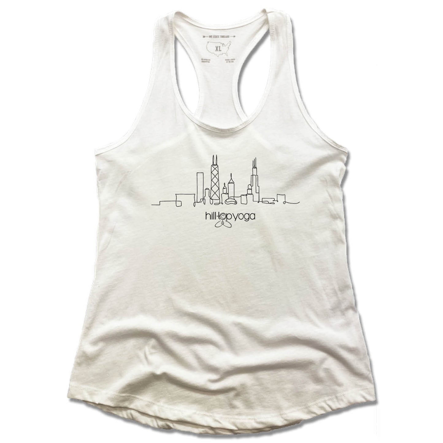 HILLTOP YOGA | LADIES WHITE TANK | BLACK LOGO