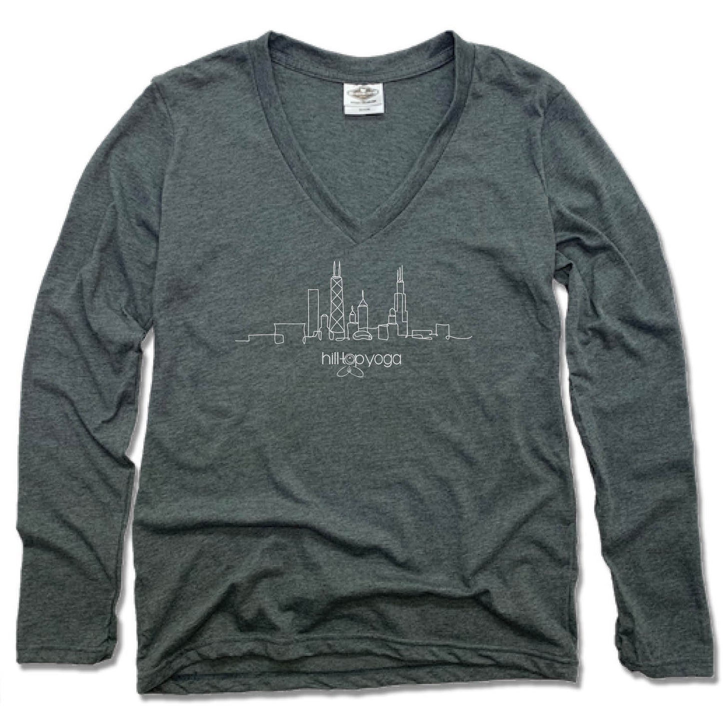HILLTOP YOGA | LADIES' LONG SLEEVE TEE | WHITE LOGO