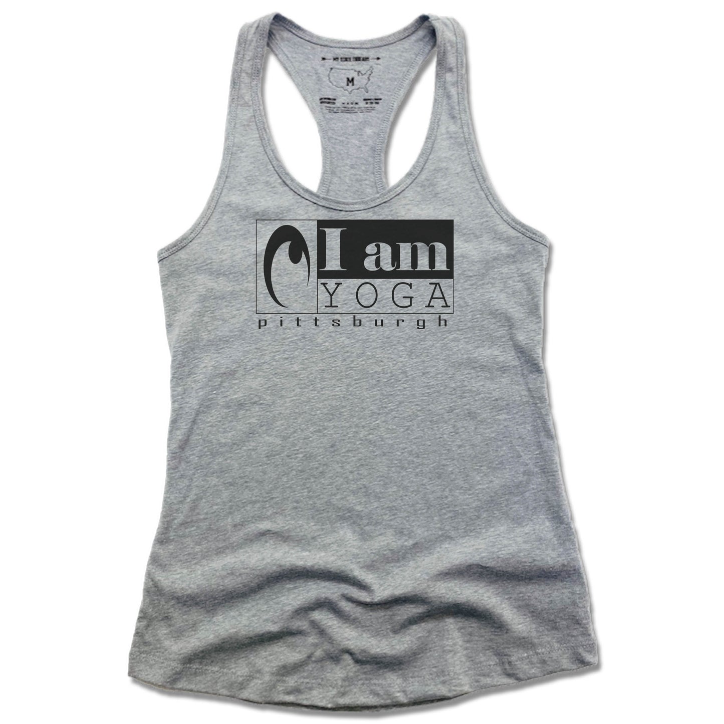 I AM YOGA PITTSBURGH | LADIES GRAY TANK | BLACK LOGO