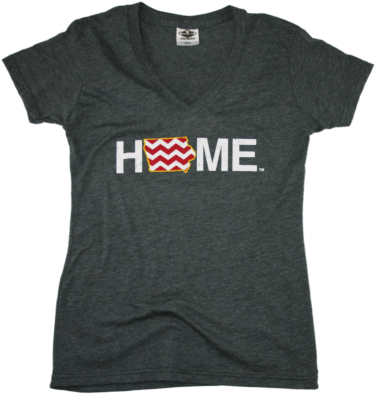 IOWA LADIES V-NECK | HOME | CHEVRON/CARDINAL - My State Threads