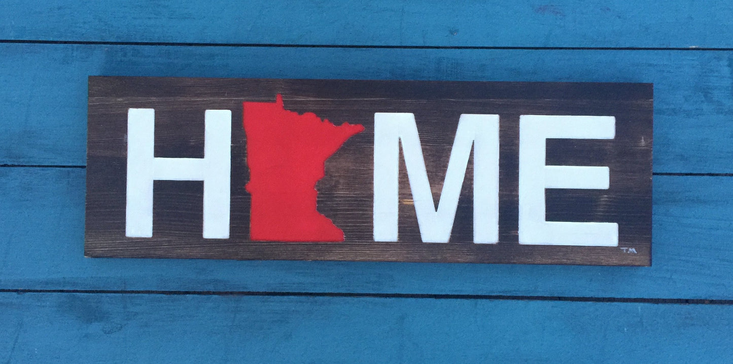 MINNESOTA WOODEN SIGN | HOME | RED