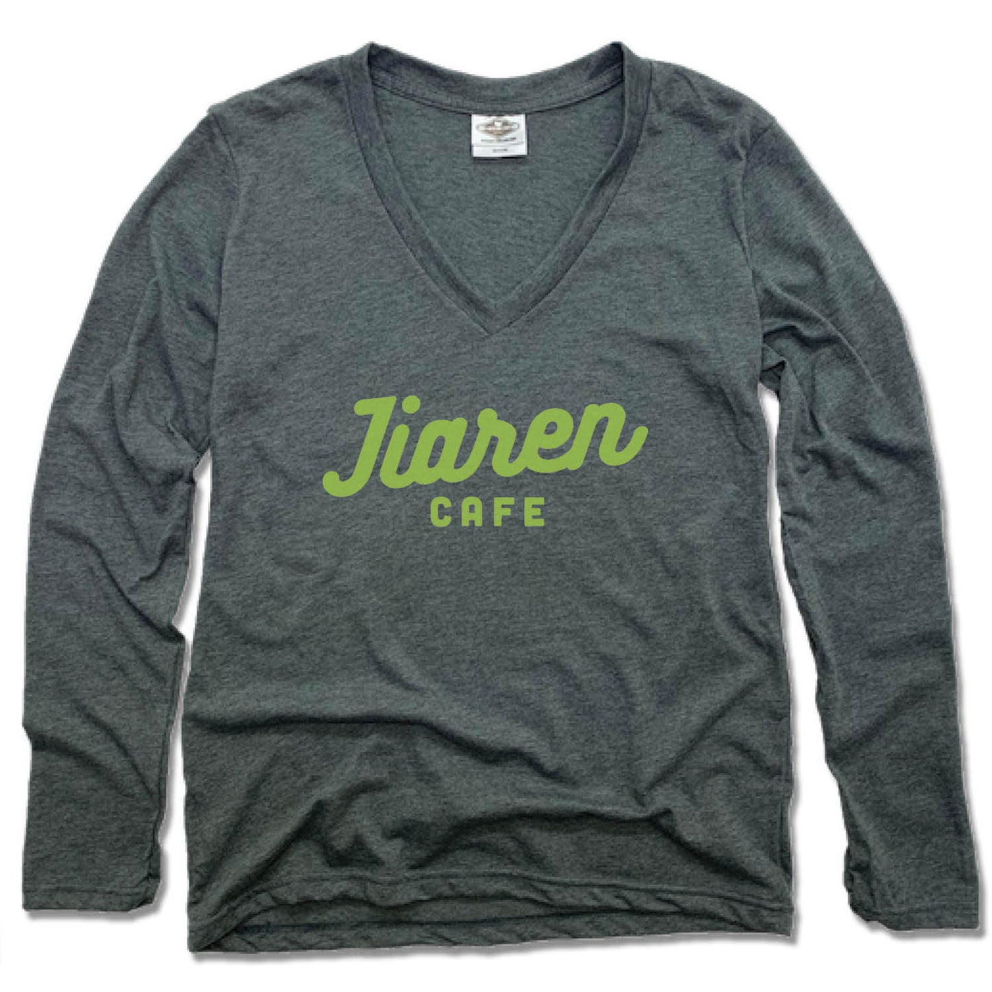 JIAREN CAFE | LADIES' LONG SLEEVE TEE | GREEN LOGO
