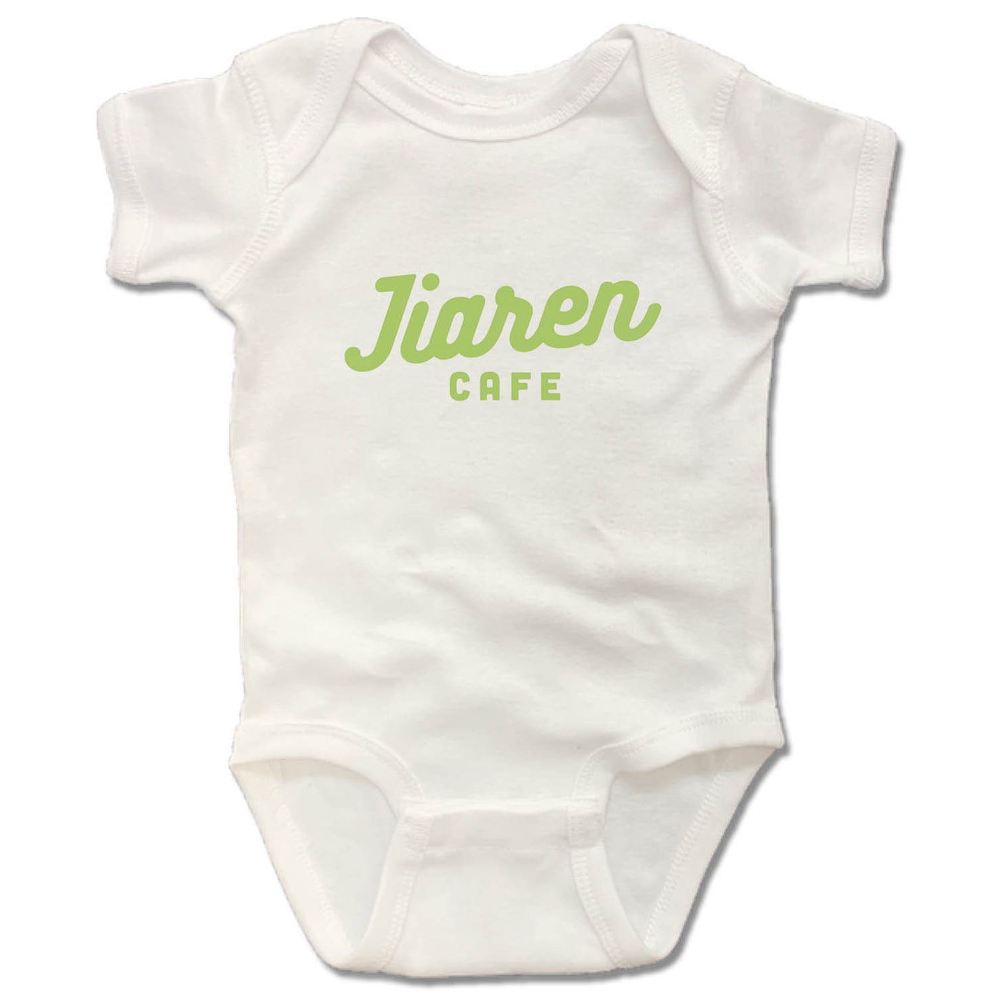JIAREN CAFE | WHITE ONESIE | GREEN LOGO