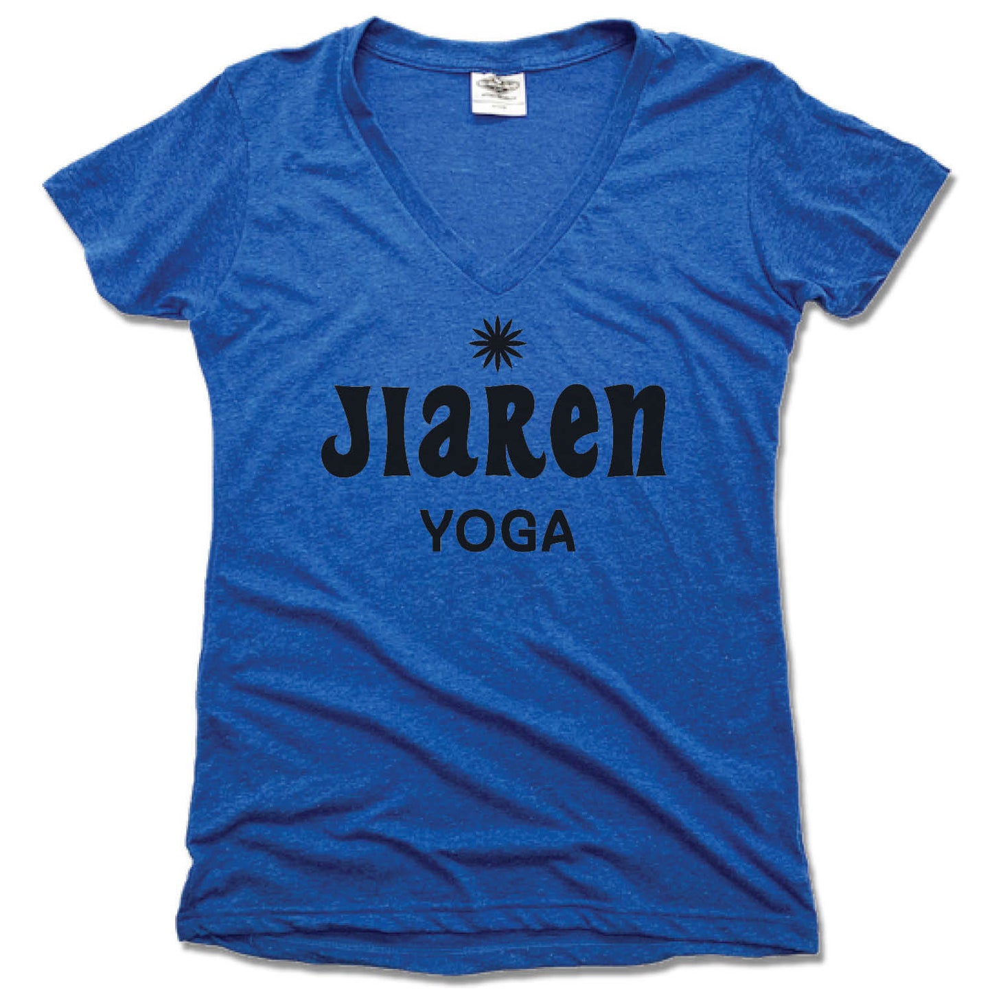 JIAREN YOGA STUDIO | LADIES BLUE V-NECK | LOGO
