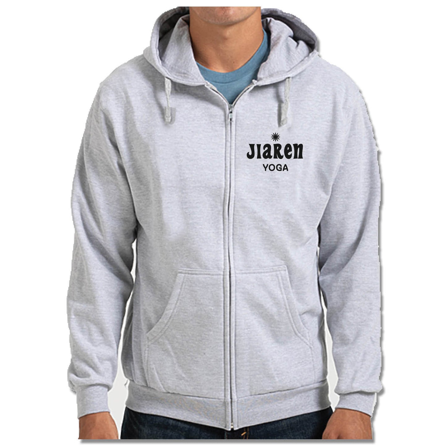 JIAREN YOGA STUDIO | LIGHT GRAY ZIP HOODIE | LOGO