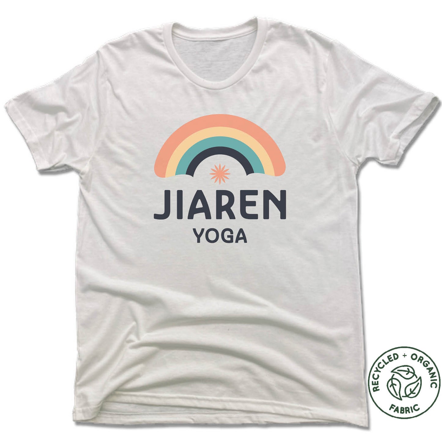 JIAREN YOGA STUDIO | UNISEX WHITE Recycled Tri-Blend | COLOR LOGO