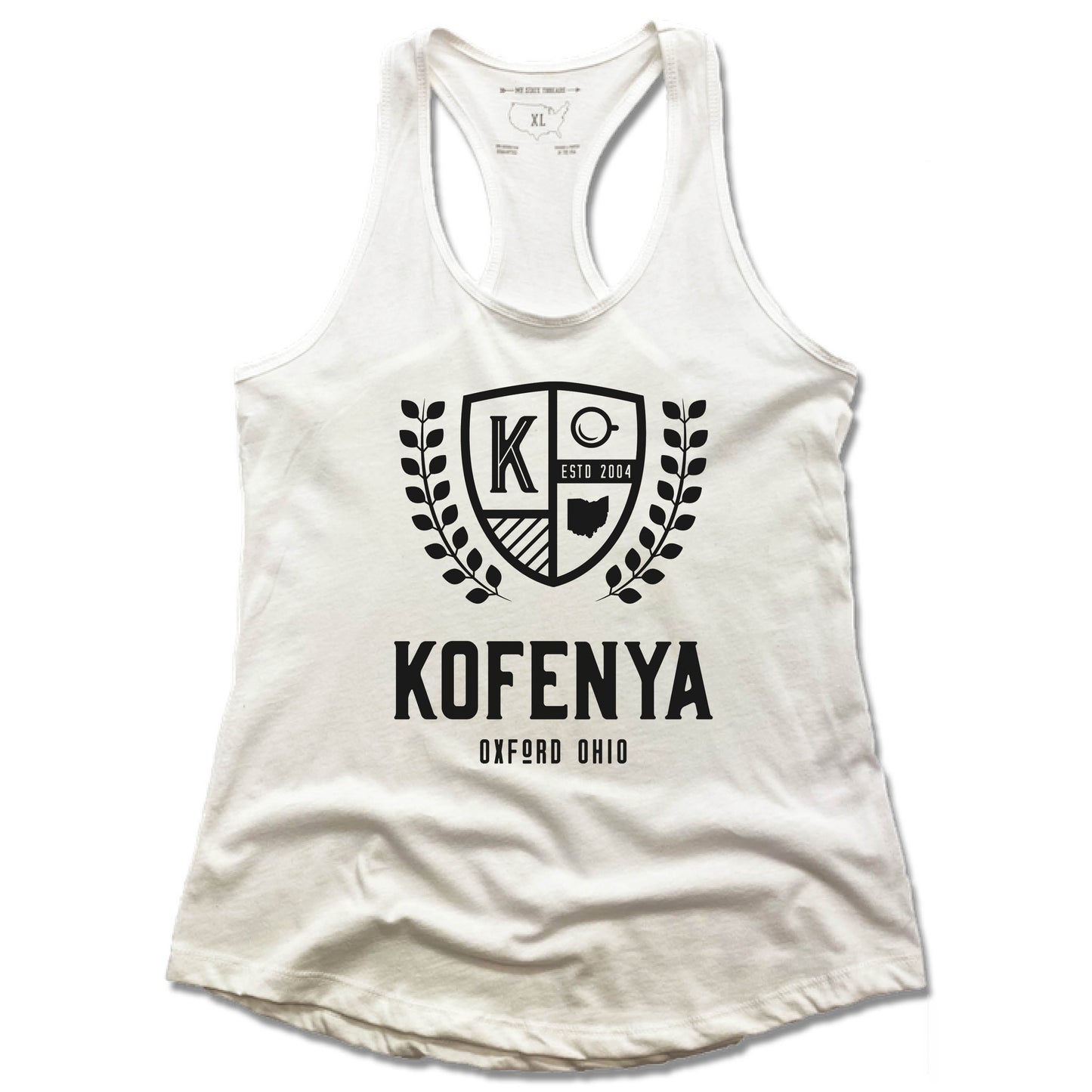 KOFENYA COFFEE | LADIES WHITE TANK | CREST - My State Threads