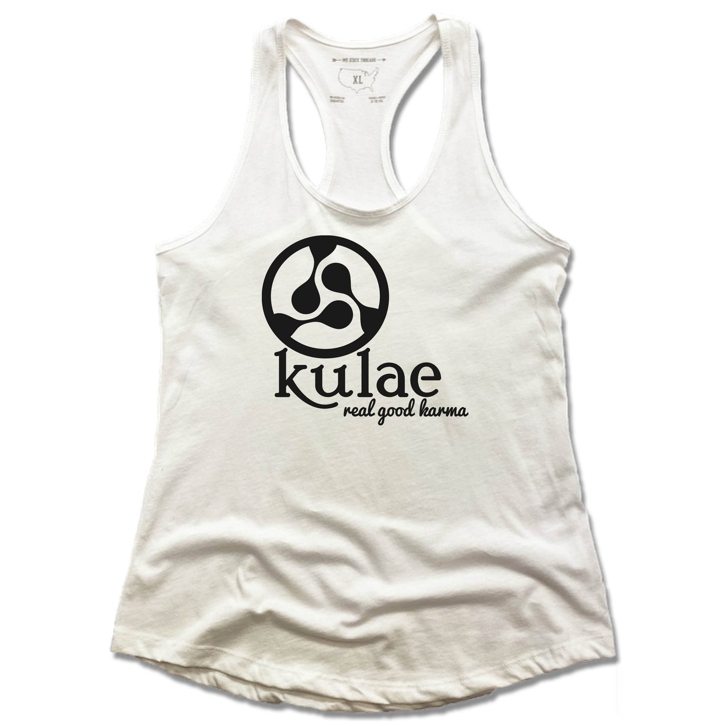 KULAE YOGA | LADIES WHITE TANK | BLACK LOGO