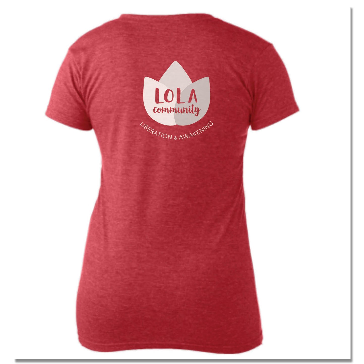 LIL OMM YOGA | LADIES RED V-NECK | WHITE LOGO