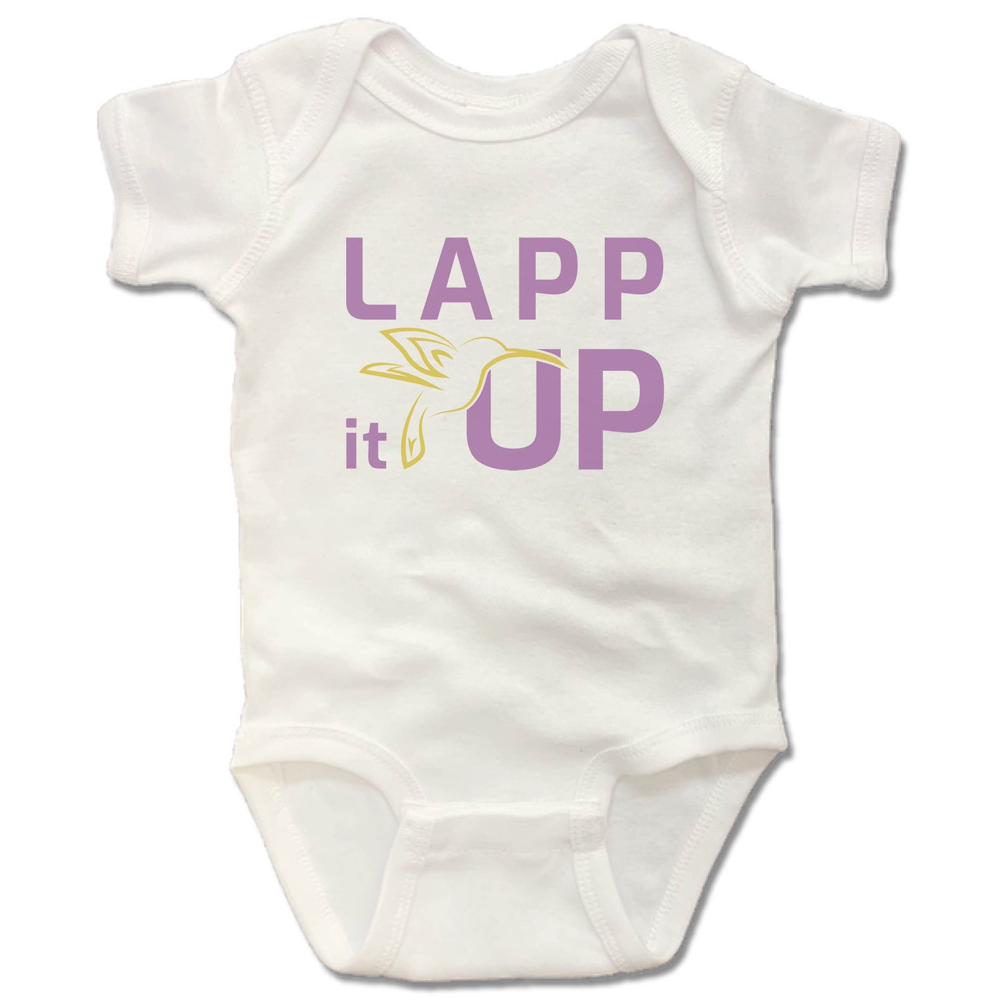 LAPP IT UP | WHITE ONESIE | COLOR LOGO
