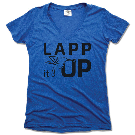 LAPP IT UP | LADIES BLUE V-NECK | BLACK LOGO