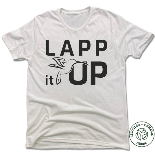 LAPP IT UP | UNISEX WHITE Recycled Tri-Blend | BLACK LOGO