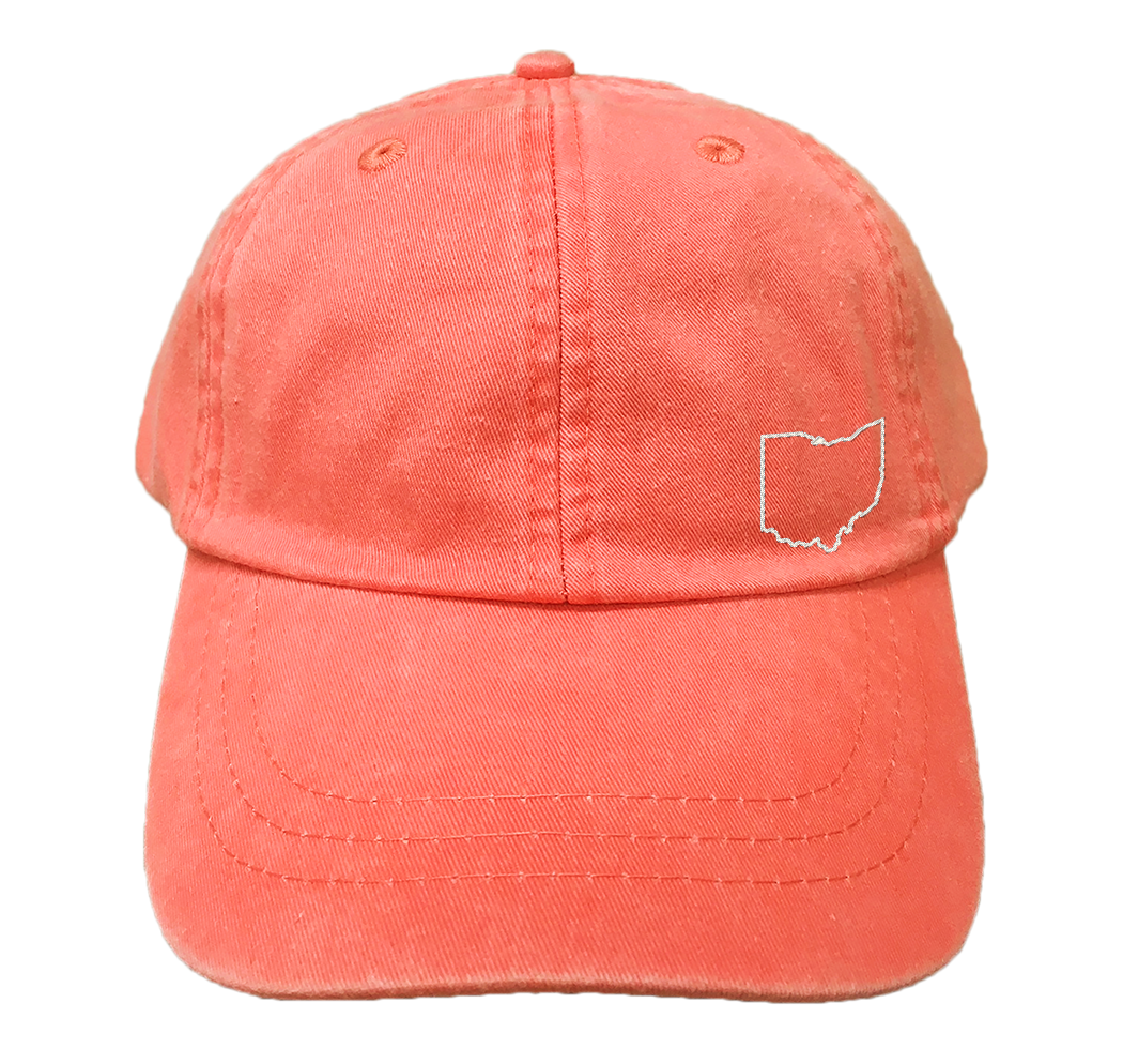 OHIO CORAL HAT | State Outline Left | WHITE