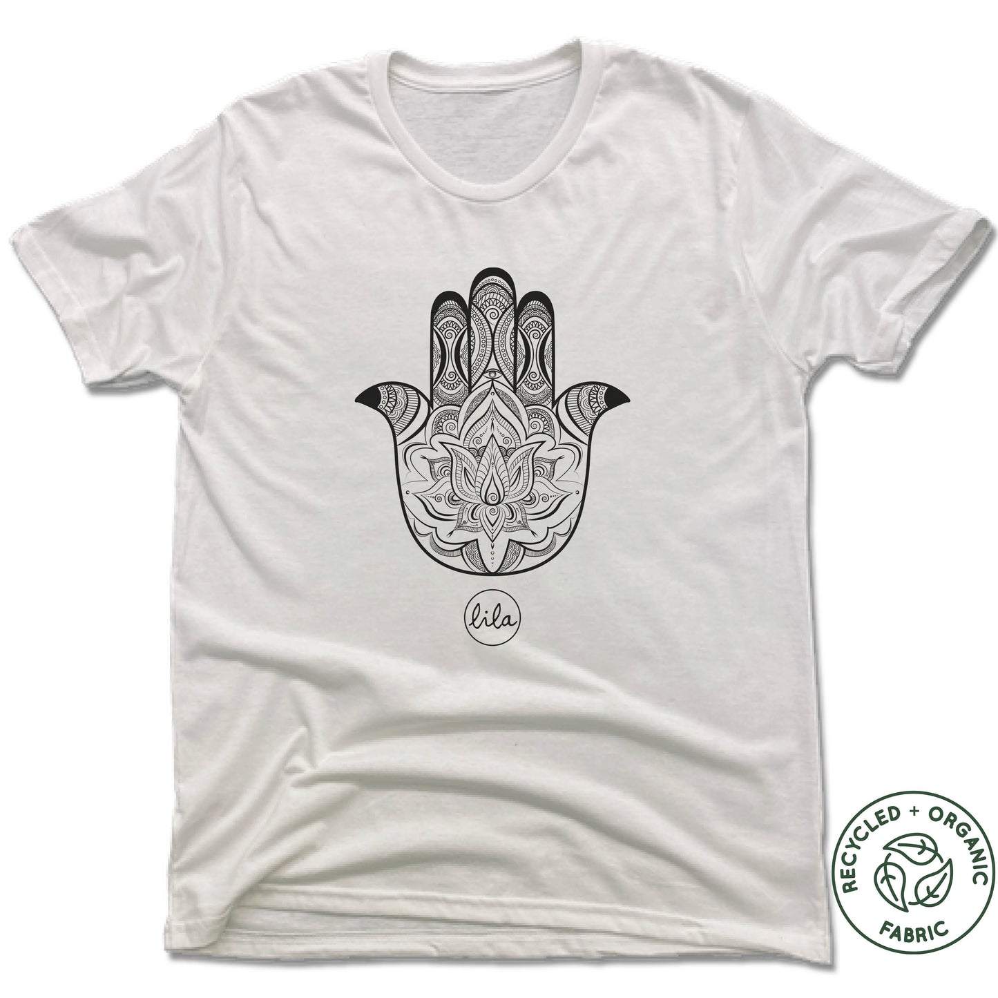 LILA YOGA | UNISEX WHITE Recycled Tri-Blend | HAND LOGO