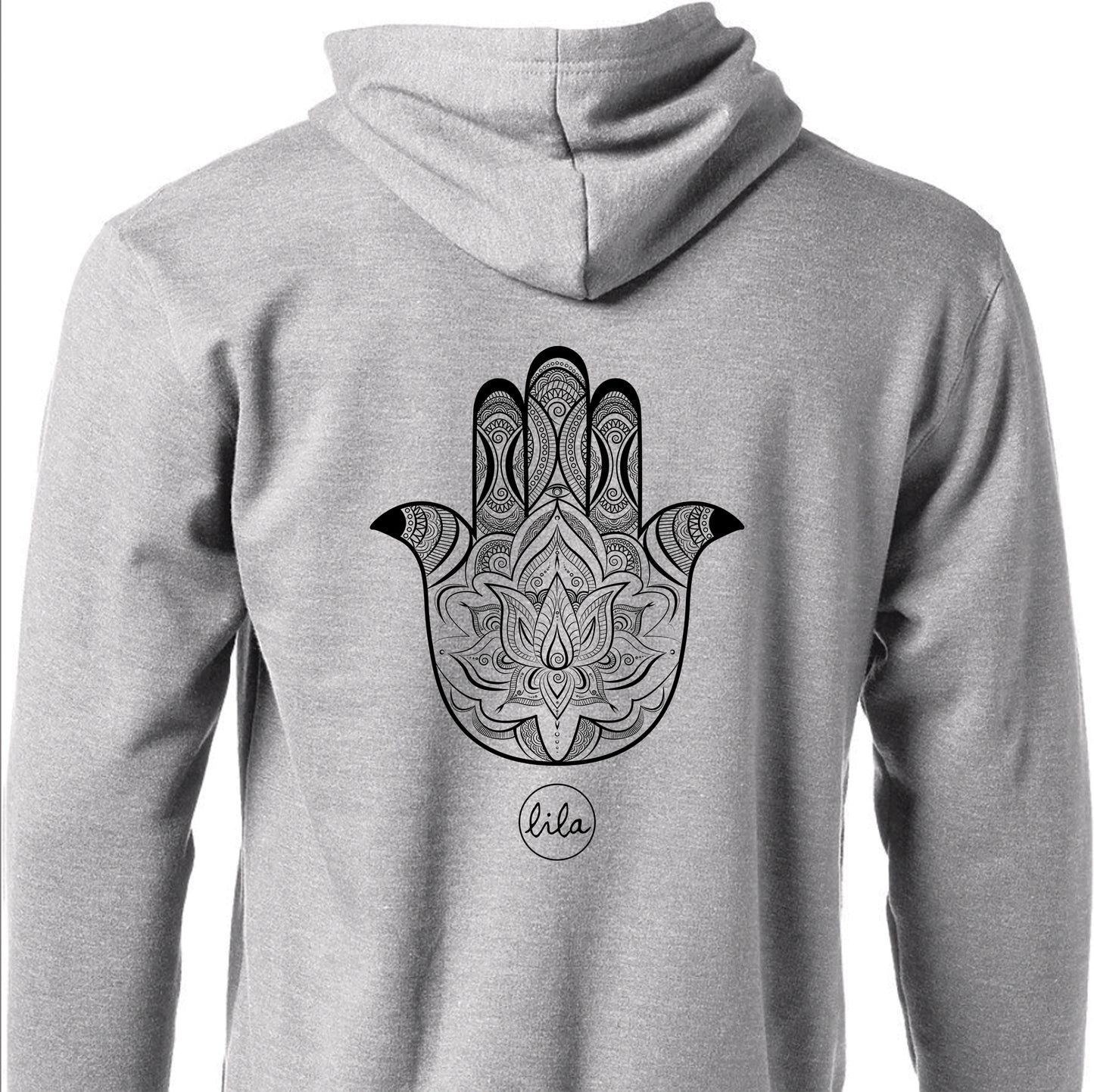 LILA YOGA | LIGHT GRAY ZIP HOODIE | BLACK LOGO