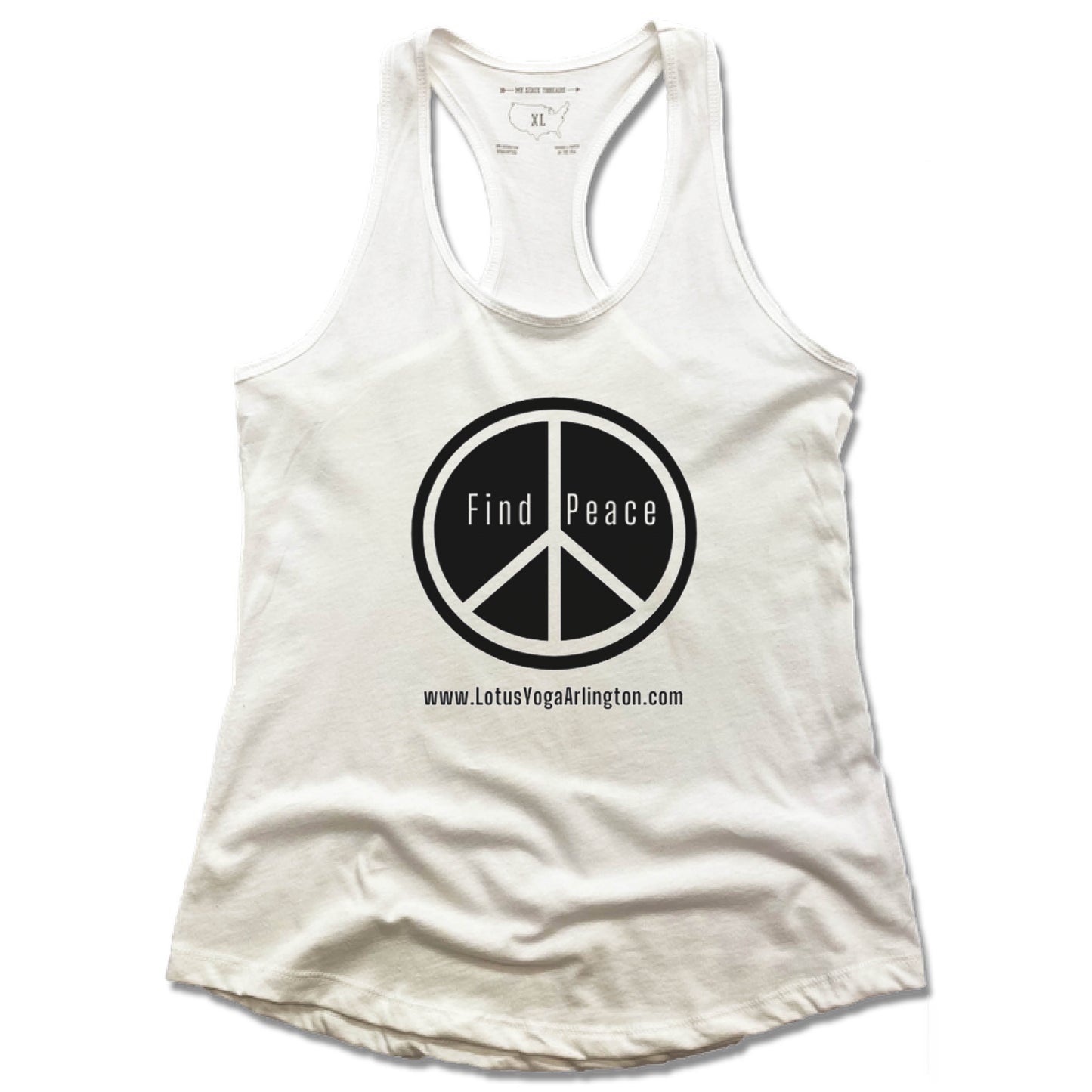 LOTUS YOGA STUDIO | LADIES WHITE TANK | FIND PEACE