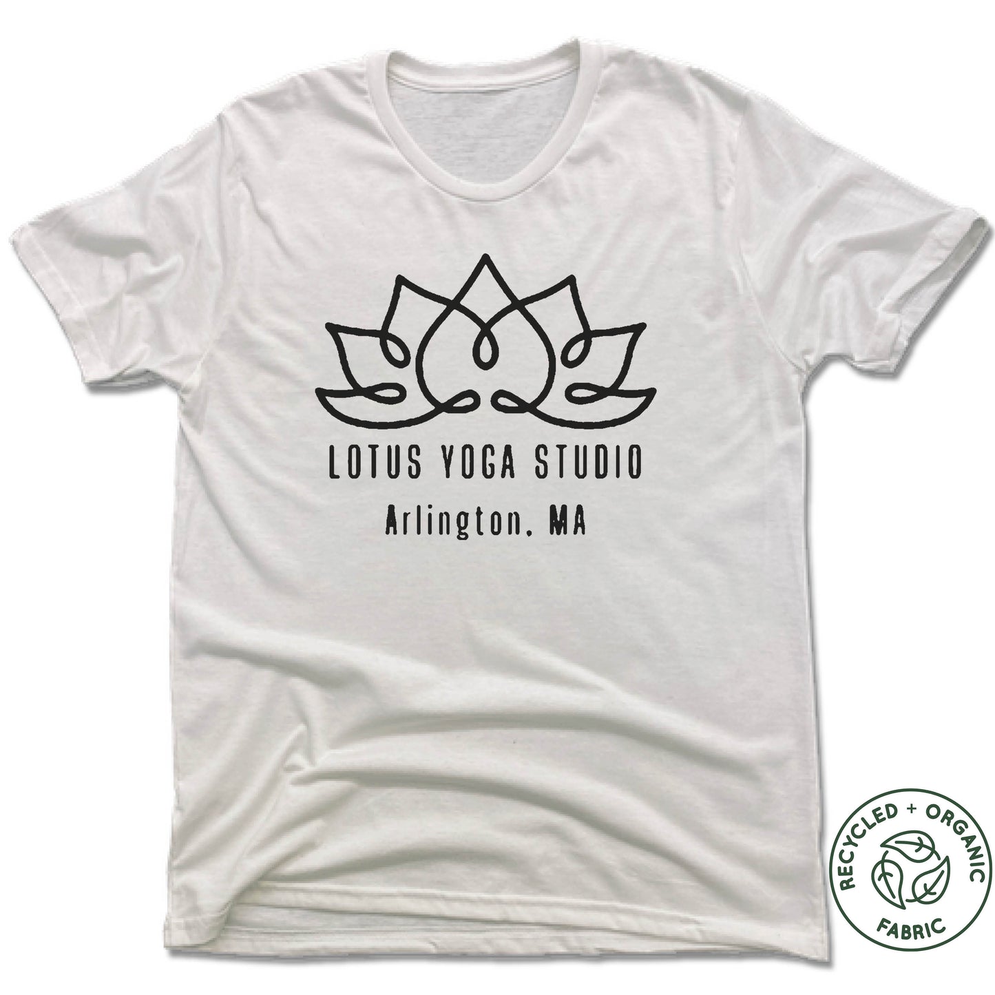LOTUS YOGA STUDIO | UNISEX WHITE Recycled Tri-Blend | BLACK LOGO