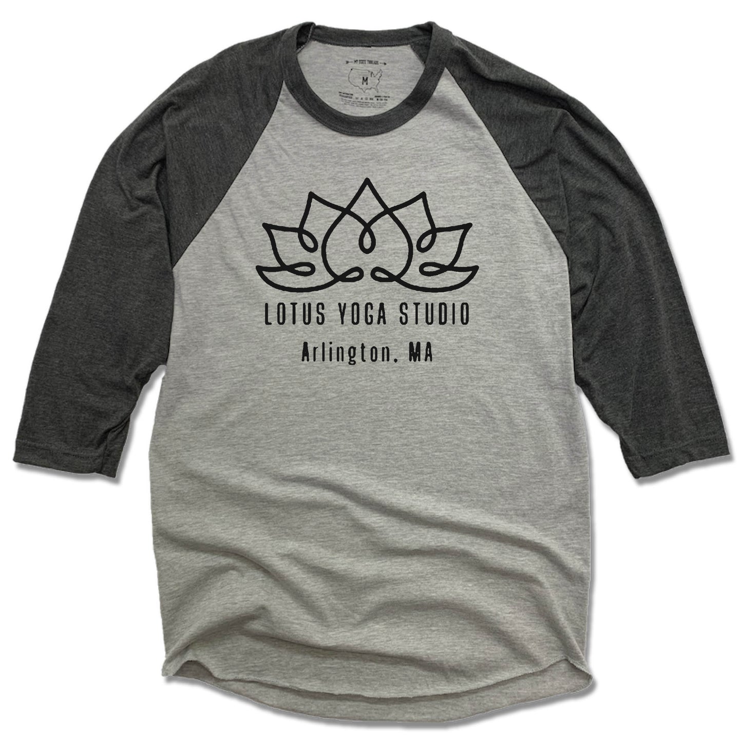 LOTUS YOGA STUDIO | GRAY 3/4 SLEEVE | BLACK LOGO