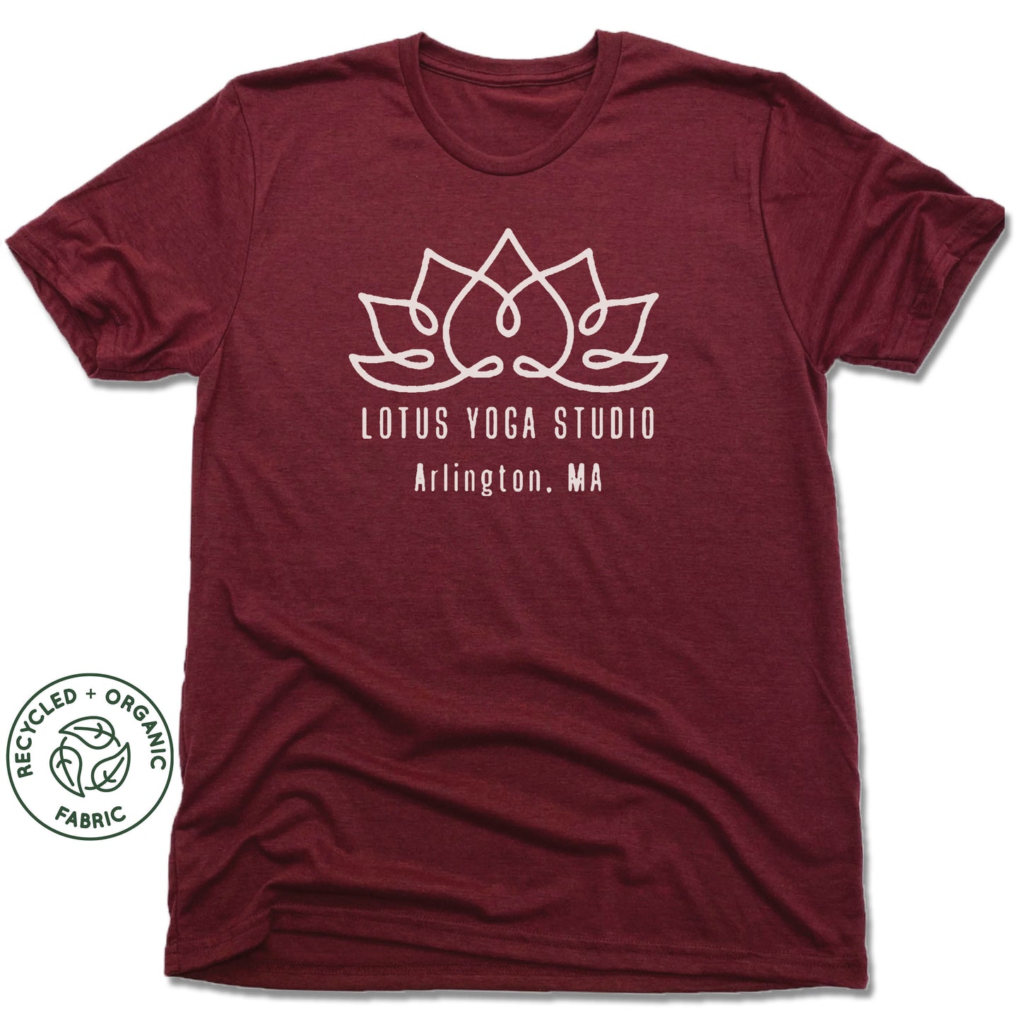 LOTUS YOGA STUDIO | UNISEX VINO RED Recycled Tri-Blend | WHITE LOGO