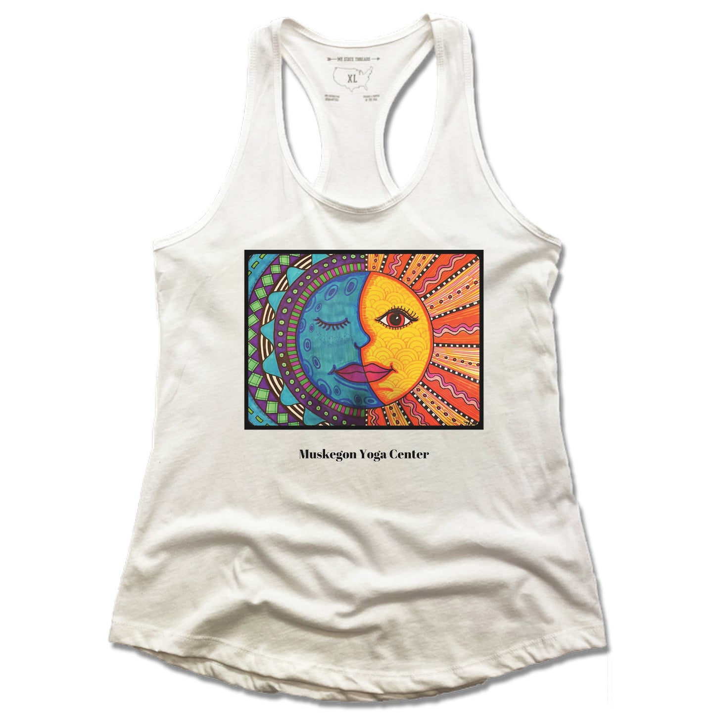 MUSKEGON YOGA | LADIES WHITE TANK | LOGO