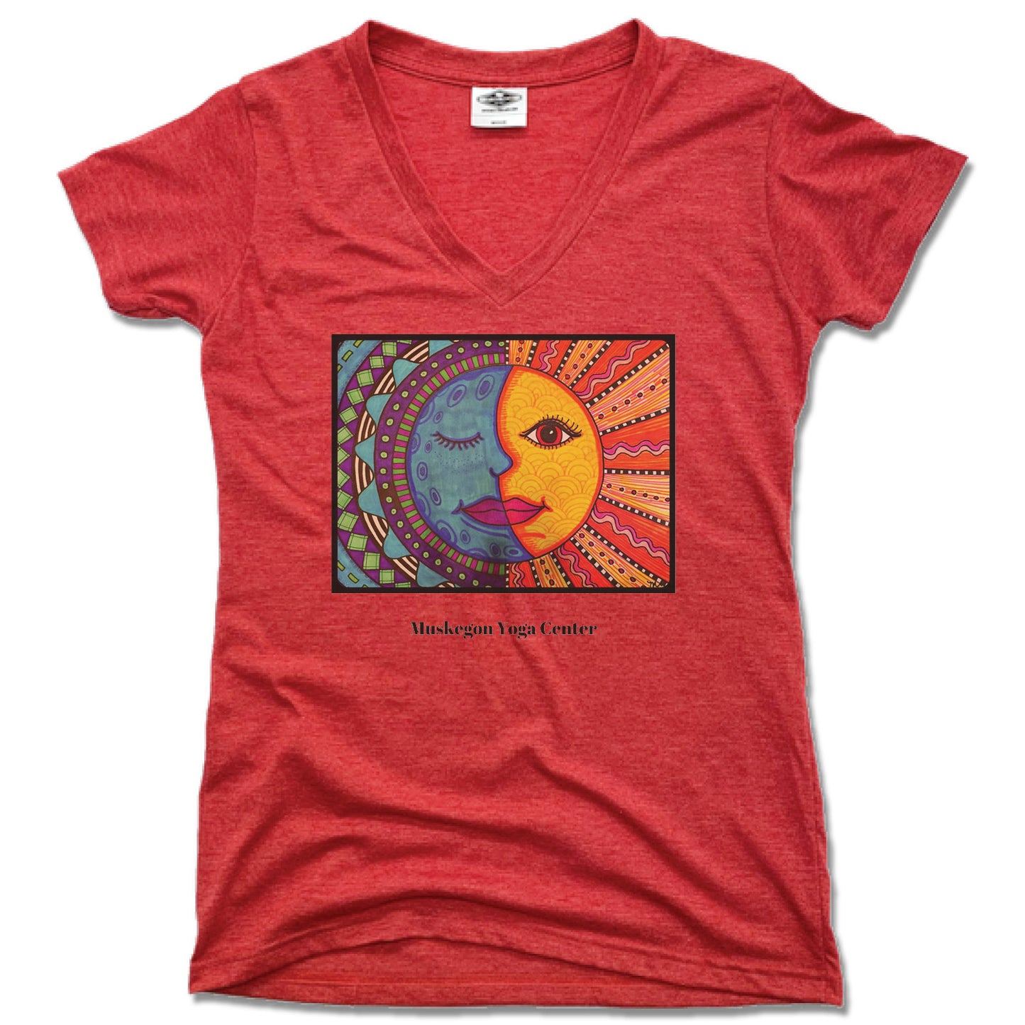 MUSKEGON YOGA | LADIES RED V-NECK | LOGO