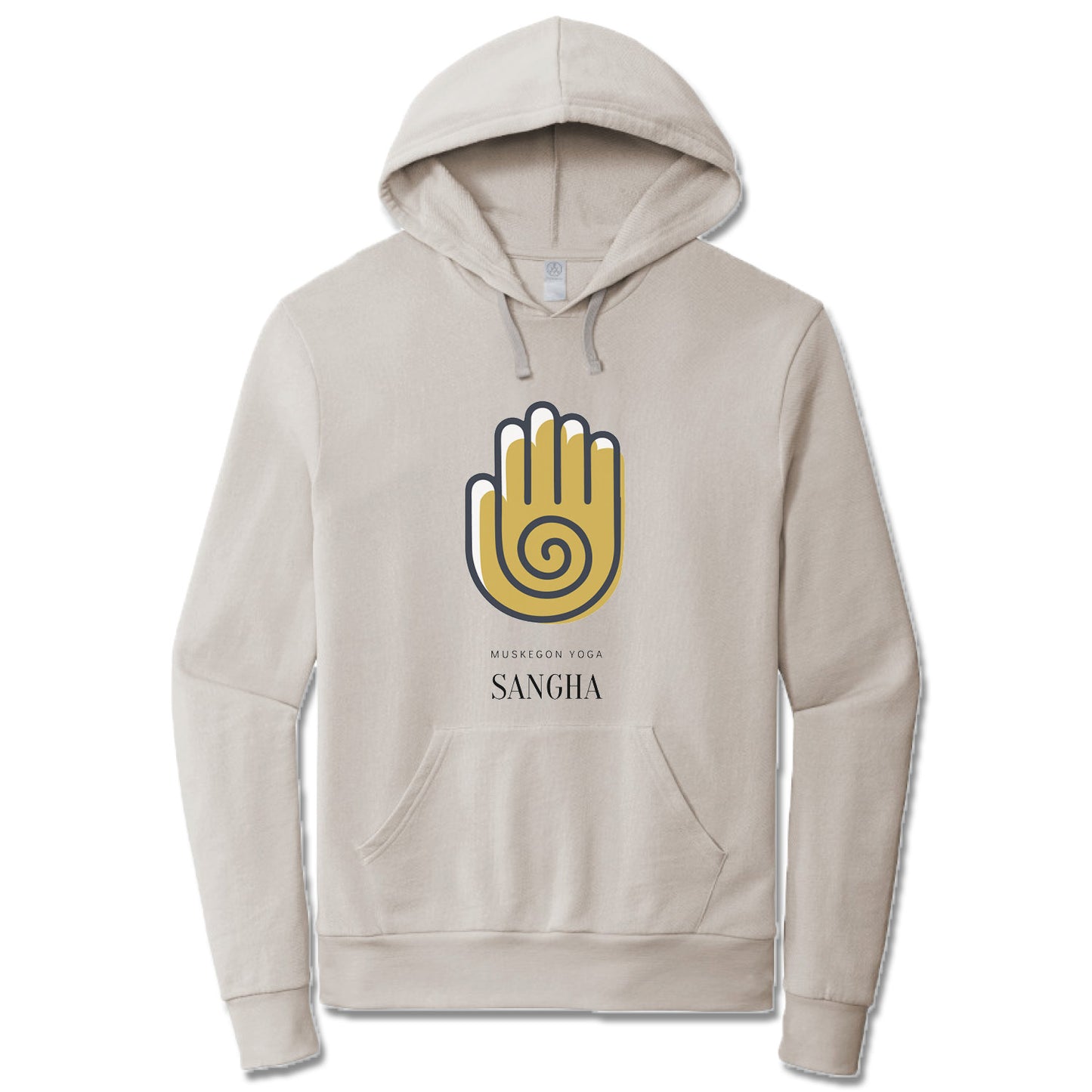 MUSKEGON YOGA | LIGHT GRAY FRENCH TERRY HOODIE | SANGHA