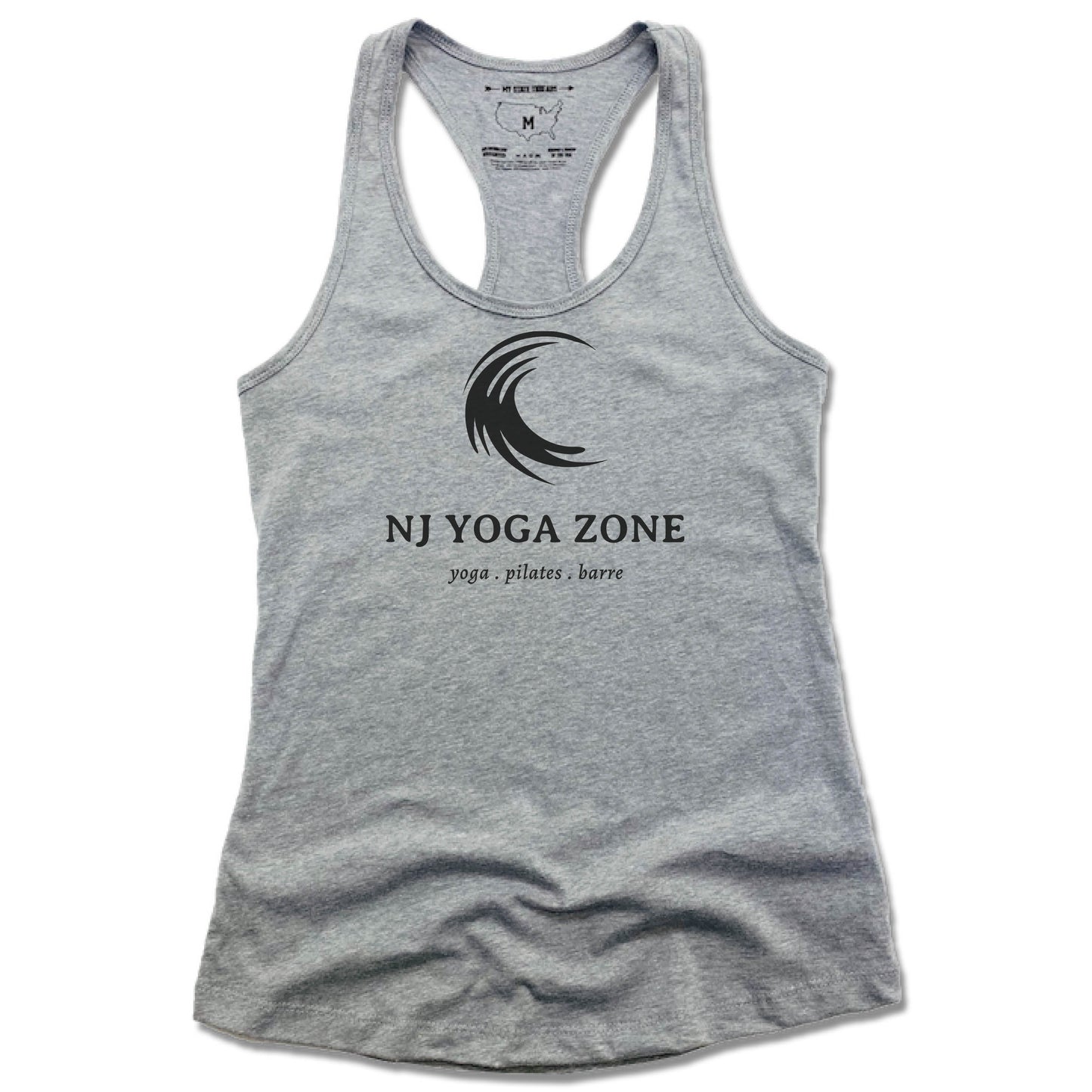 NJ YOGA ZONE | LADIES GRAY TANK | BLACK LOGO - My State Threads