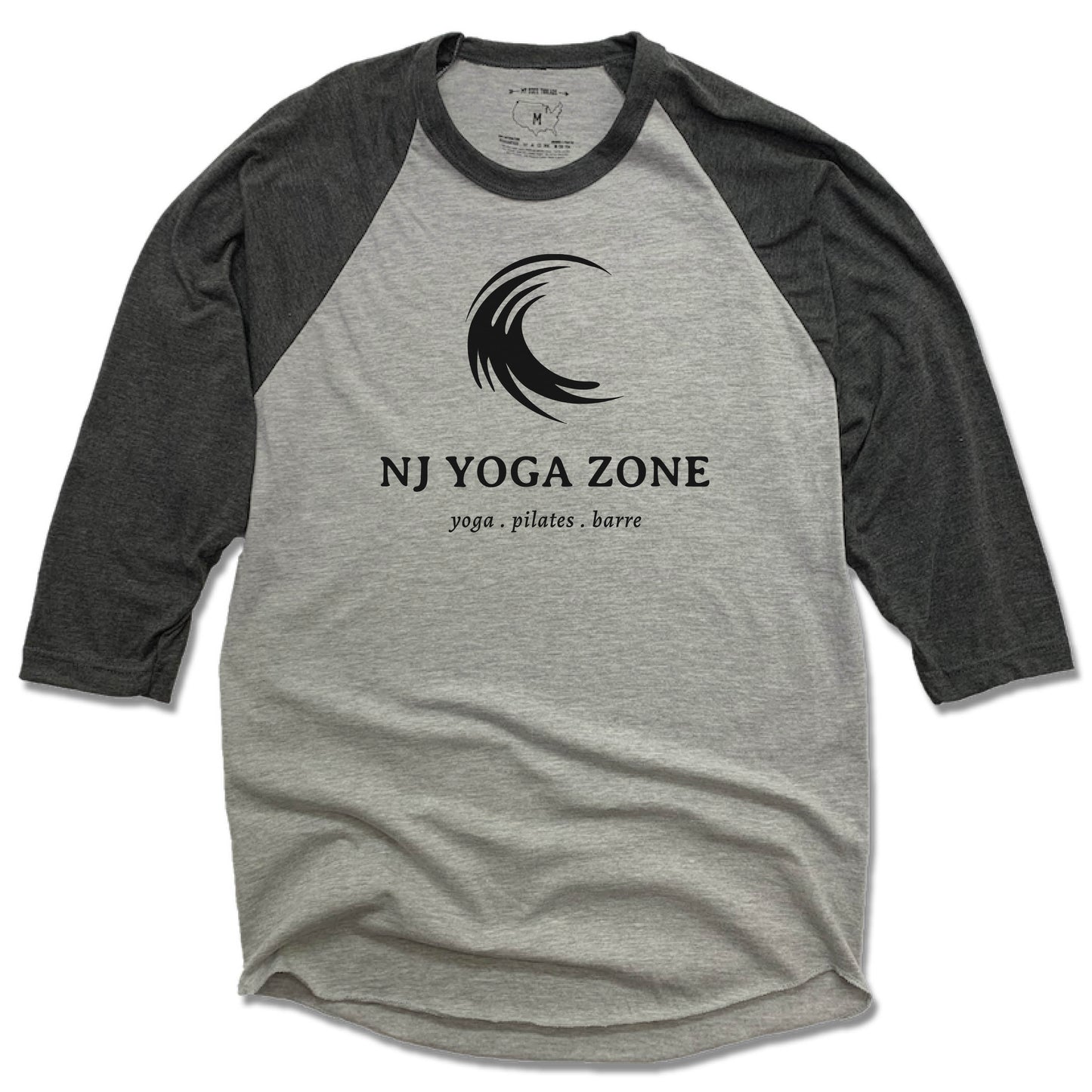 NJ YOGA ZONE | GRAY 3/4 SLEEVE | BLACK LOGO