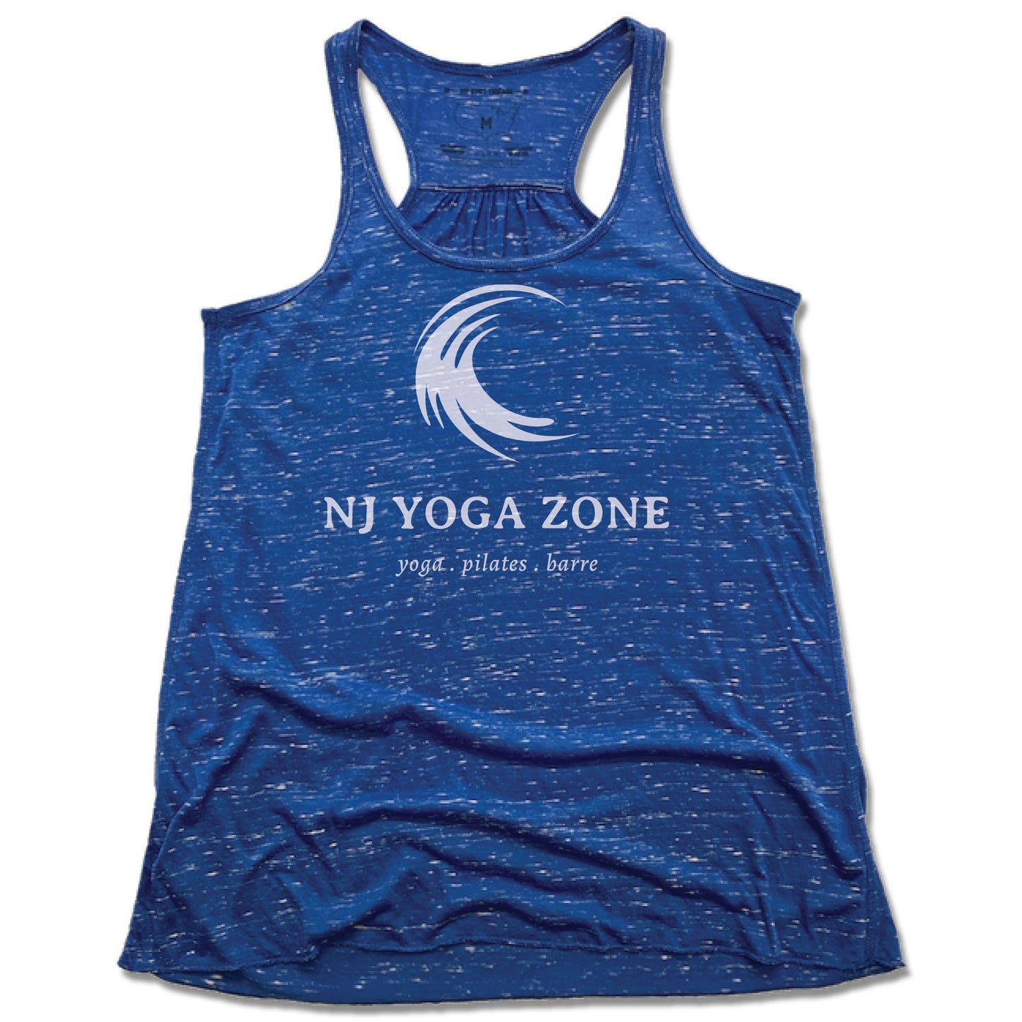 NJ YOGA ZONE | LADIES BLUE FLOWY TANK | WHITE LOGO