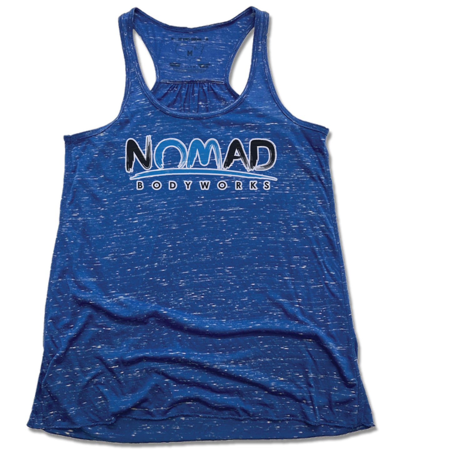 NOMAD BODYWORKS | LADIES BLUE FLOWY TANK | LOGO