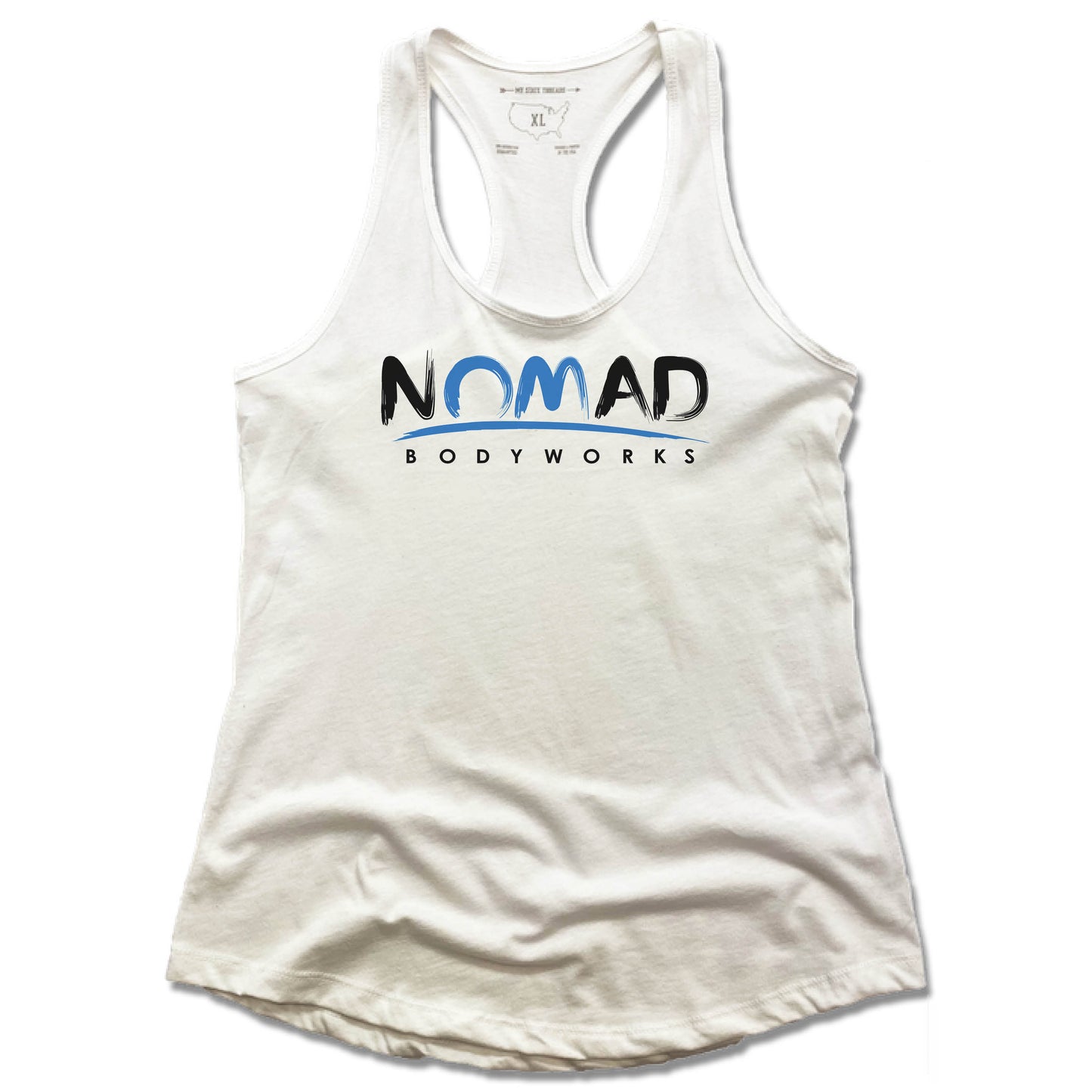 NOMAD BODYWORKS | LADIES WHITE TANK | LOGO