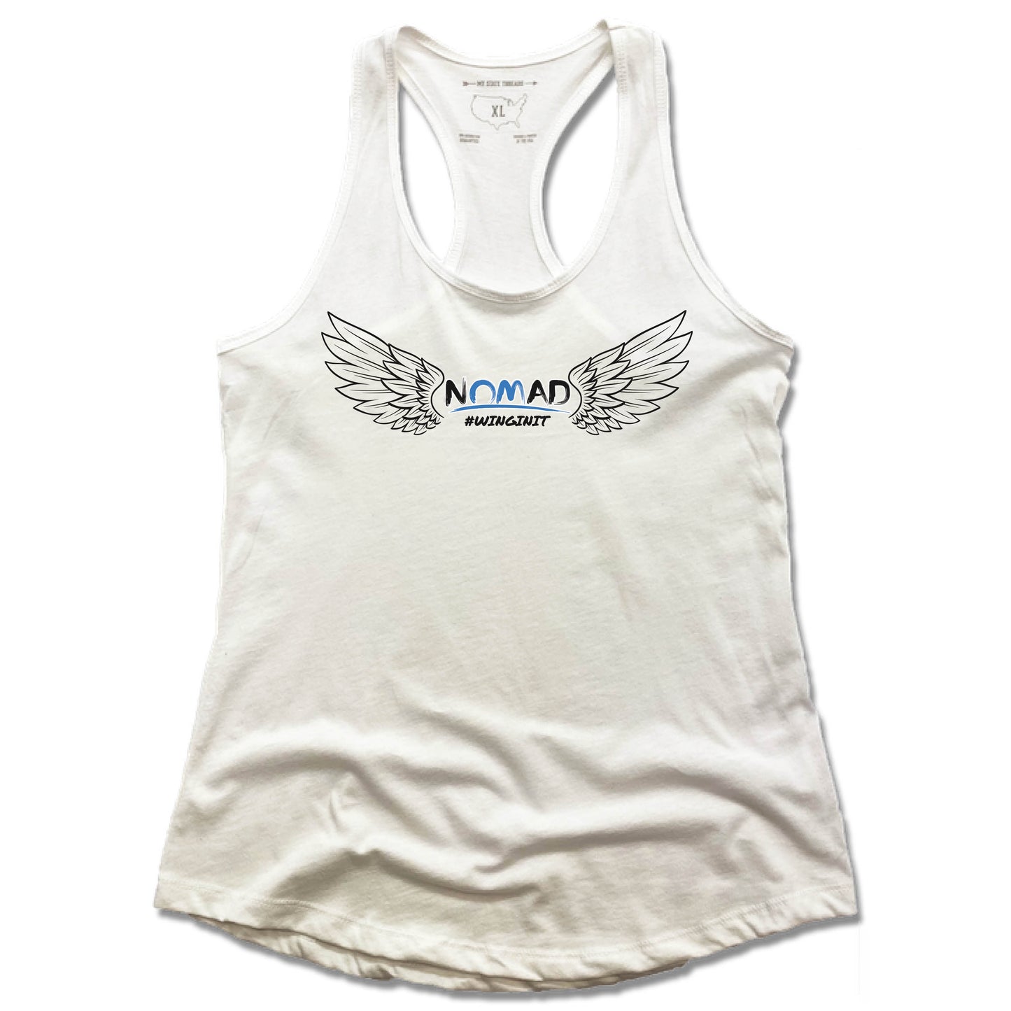 NOMAD BODYWORKS | LADIES WHITE TANK | WINGS