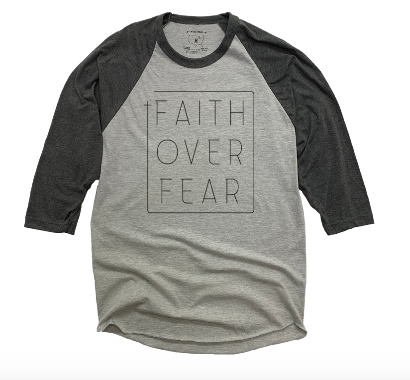 FAITH OVER FEAR | GRAY 3/4 SLEEVE - My State Threads