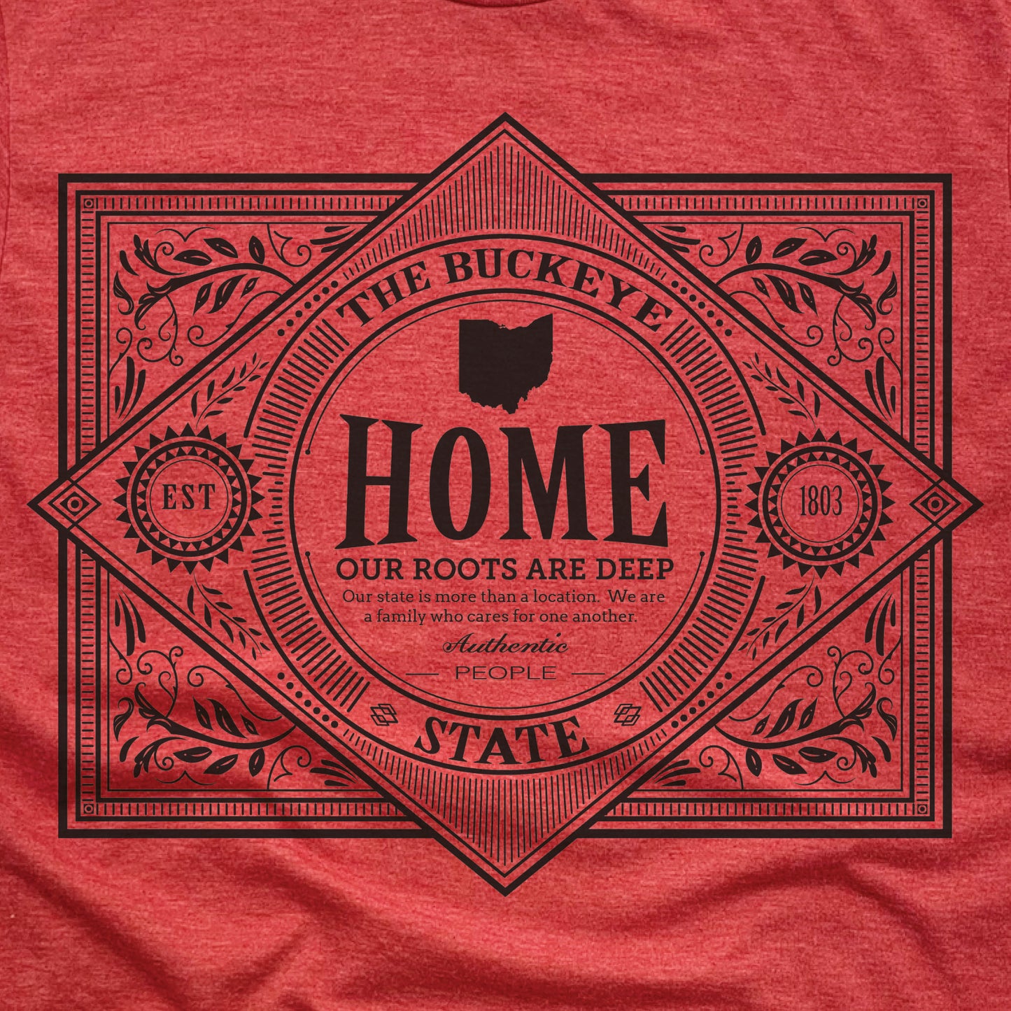 OHIO | UNISEX RED TEE | VINTAGE BLACK