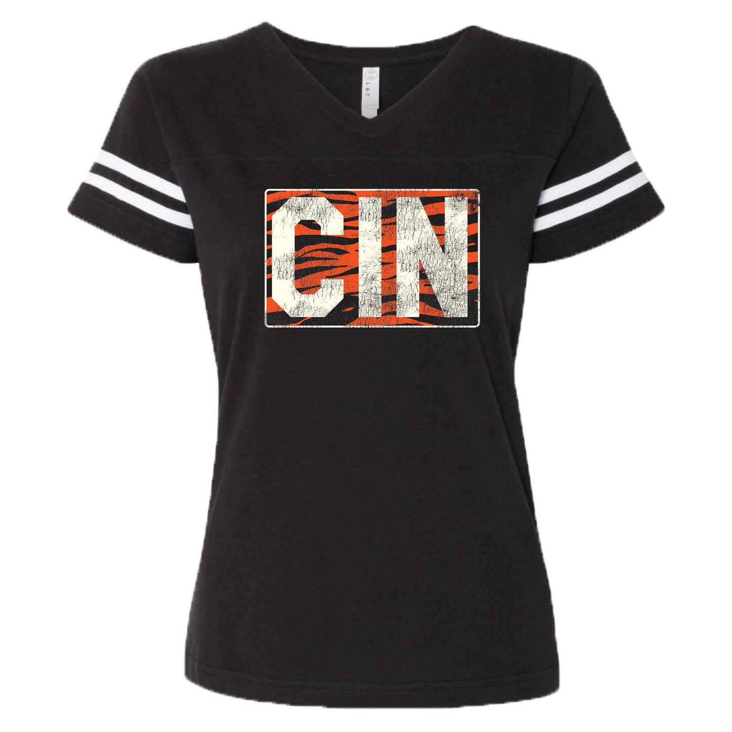Cincinnati Vintage Tiger Stripes - Ladies' Football Tee