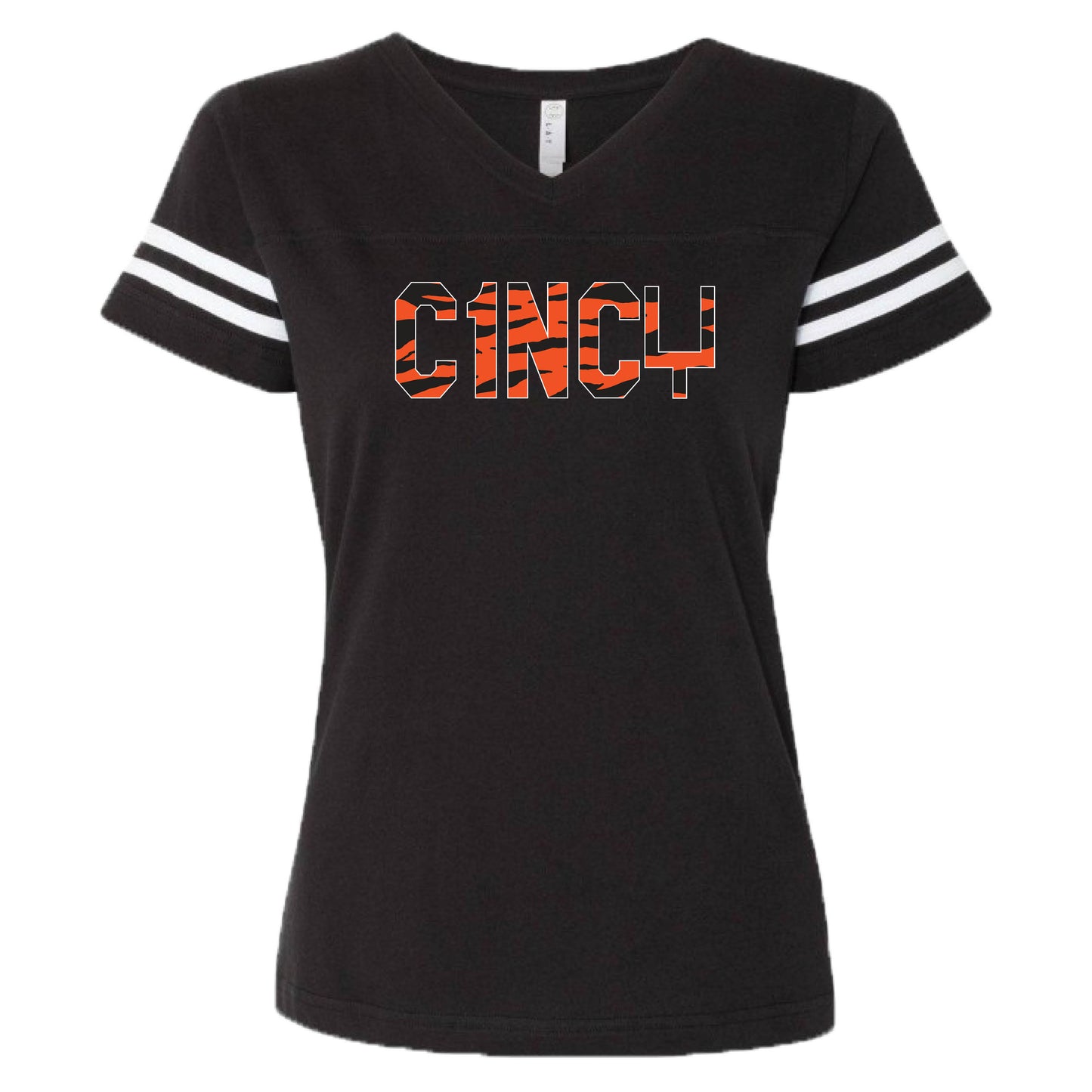 Cincy Tiger Stripes - Ladies' Football Tee