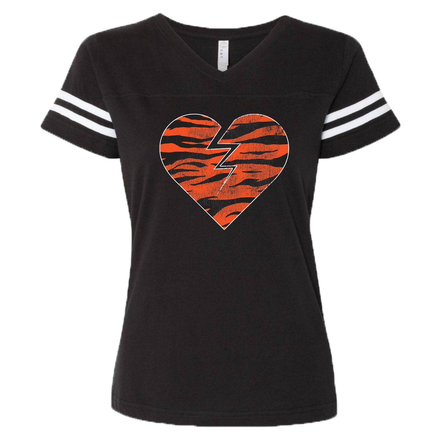 Broken Heart Tiger Stripes - Ladies' Football Tee - My State Threads