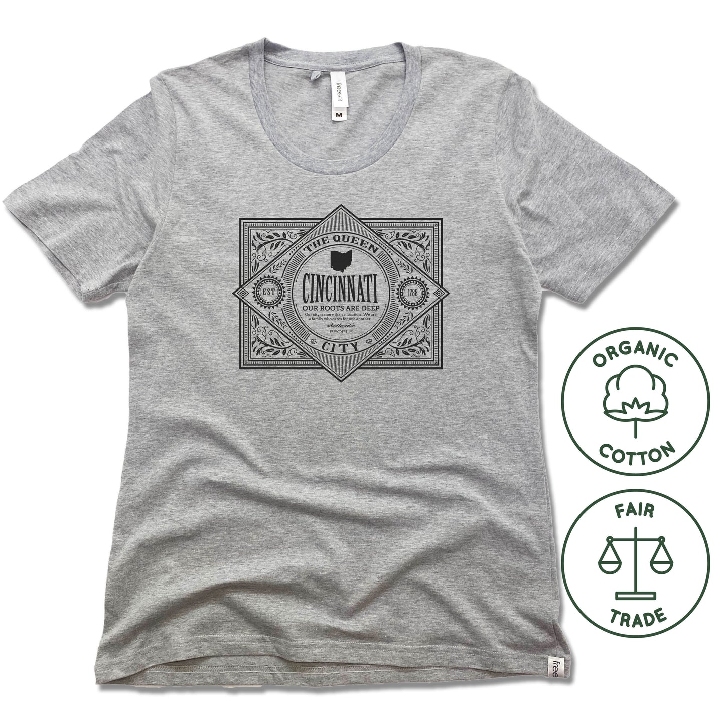 CINCINNATI | FREESET LADIES TEE | VINTAGE BLACK - My State Threads