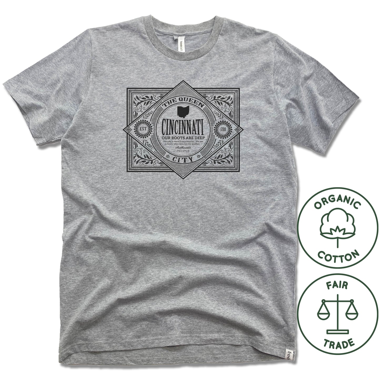 CINCINNATI | FREESET UNISEX TEE | VINTAGE BLACK