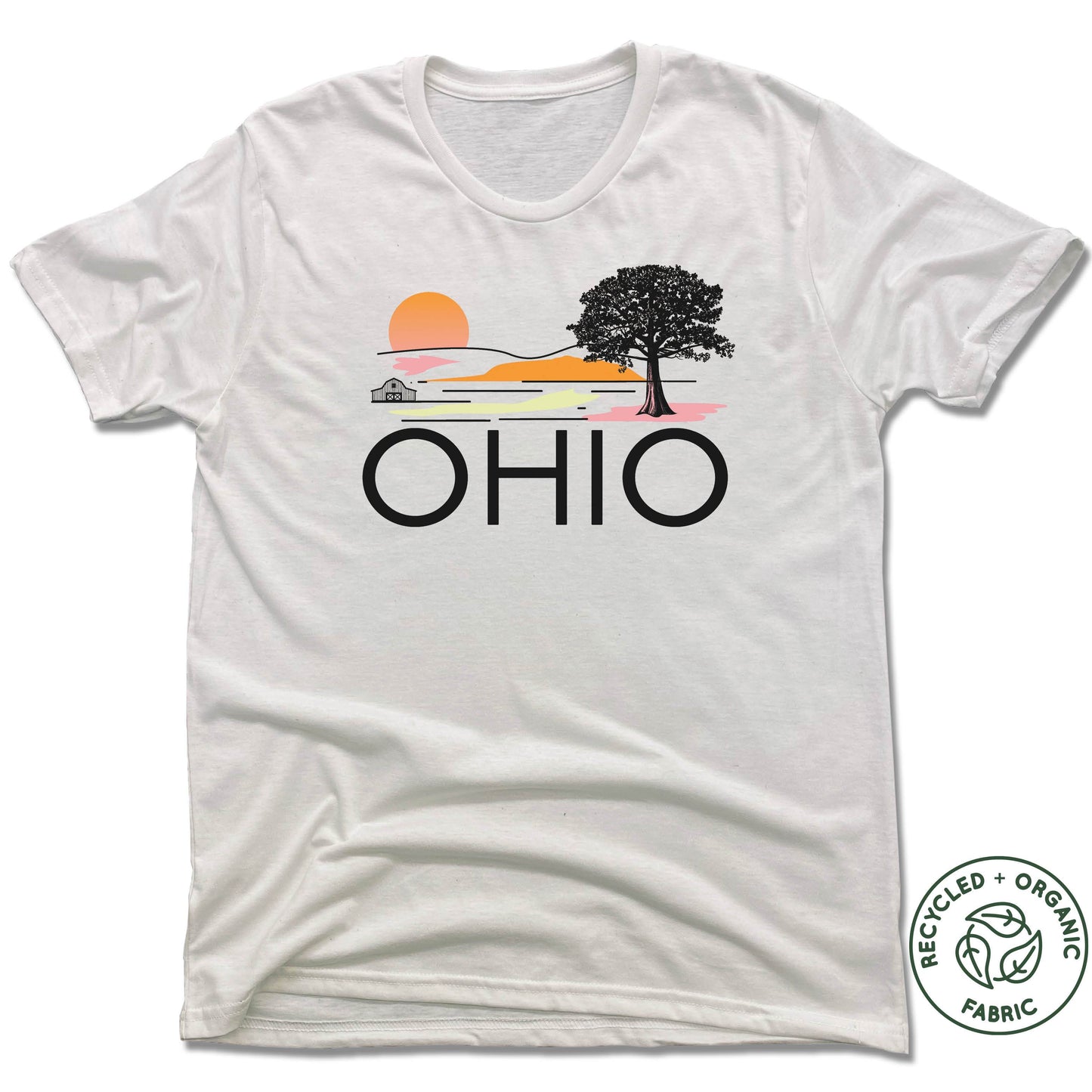 OH | UNISEX White Recycled Tri-Blend | Retro Travel Color - My State Threads