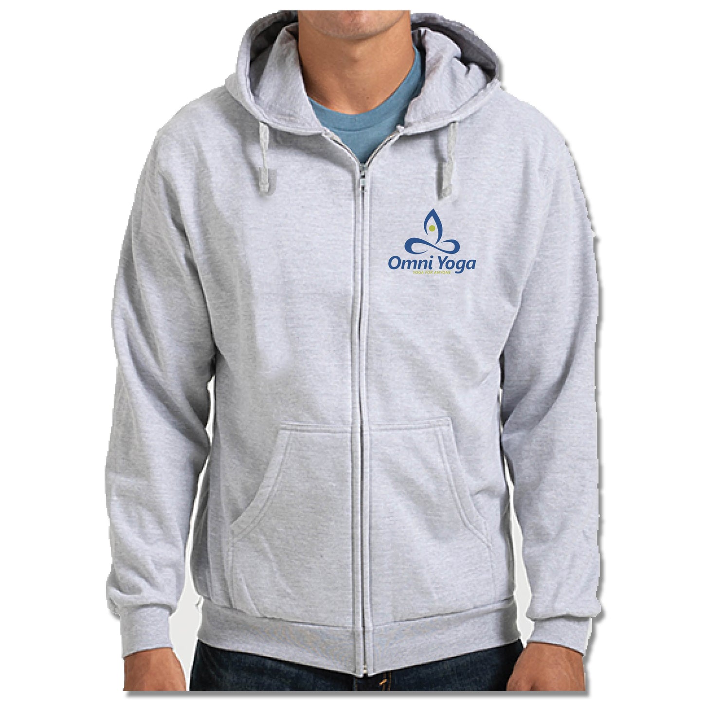 OMNI YOGA | LIGHT GRAY ZIP HOODIE | COLOR LOGO