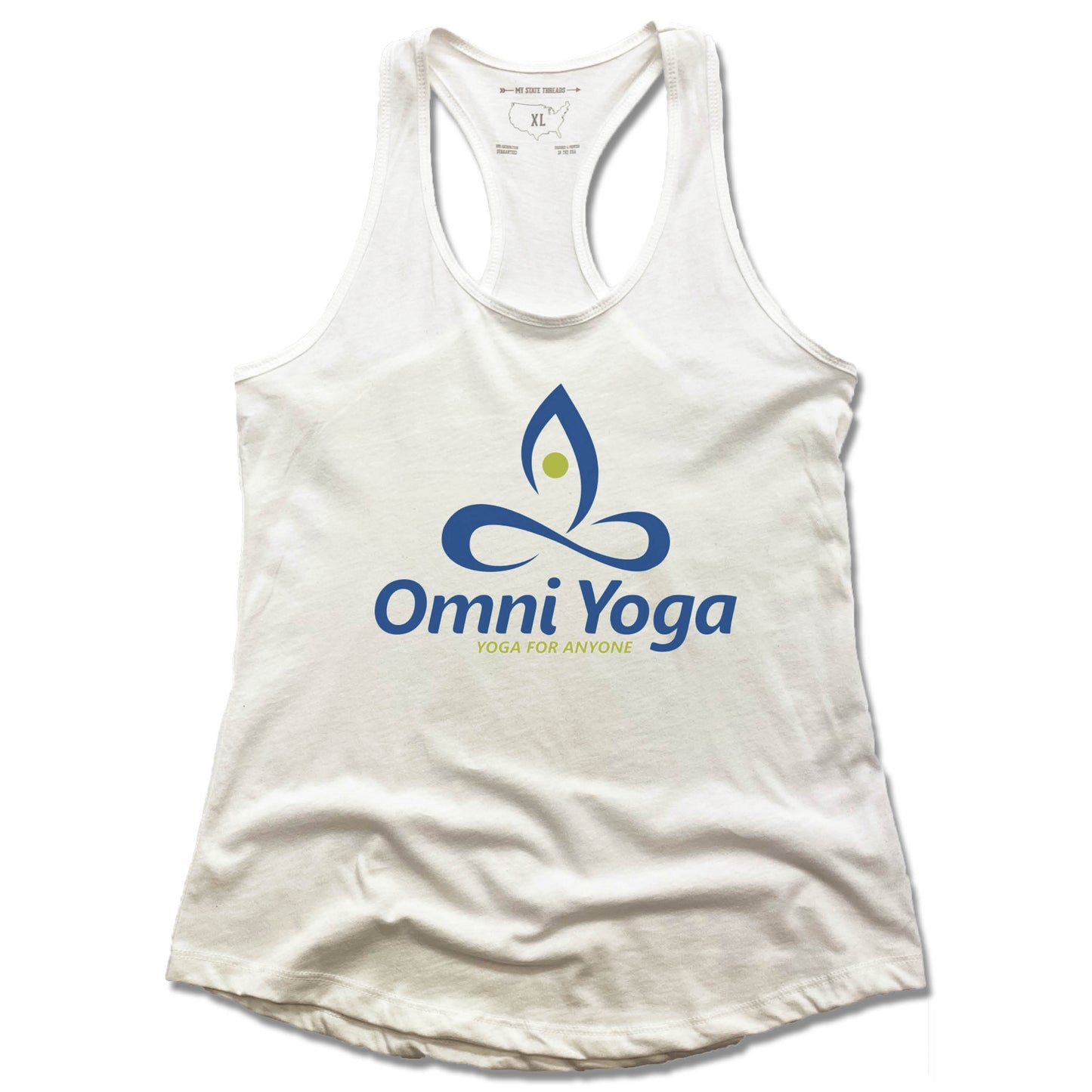 OMNI YOGA | LADIES WHITE TANK | COLOR LOGO