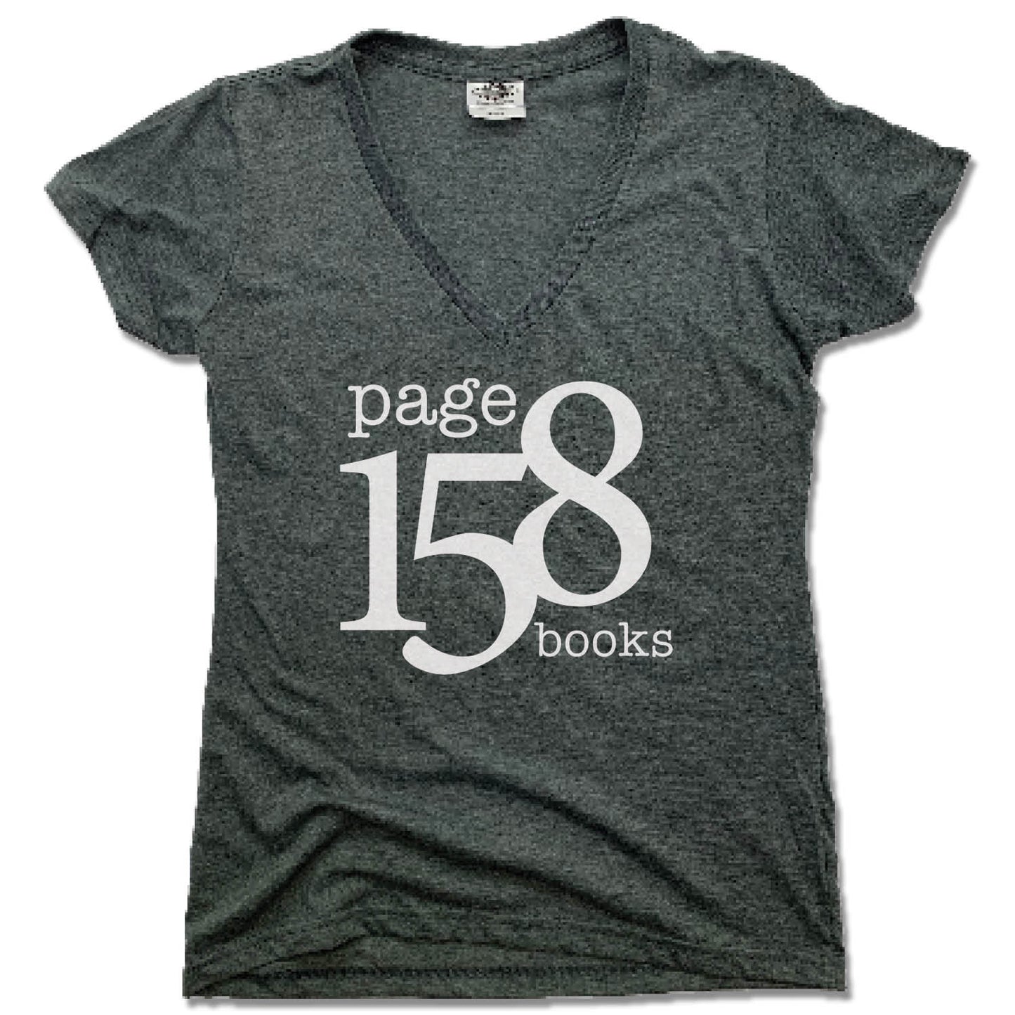 PAGE 158 BOOKS | LADIES V-NECK | WHITE LOGO