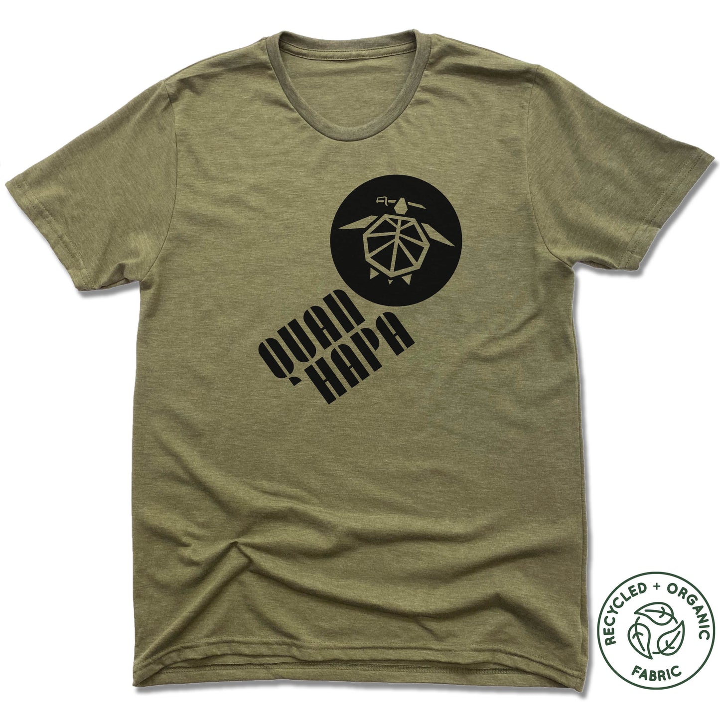 UNISEX Heather Olive Green Recycled Tri-Blend | Quan Hapa Logo