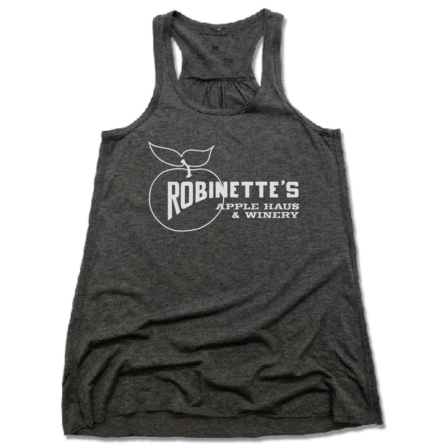 ROBINETTE'S APPLE HAUS & WINERY | LADIES GRAY FLOWY TANK | LOGO