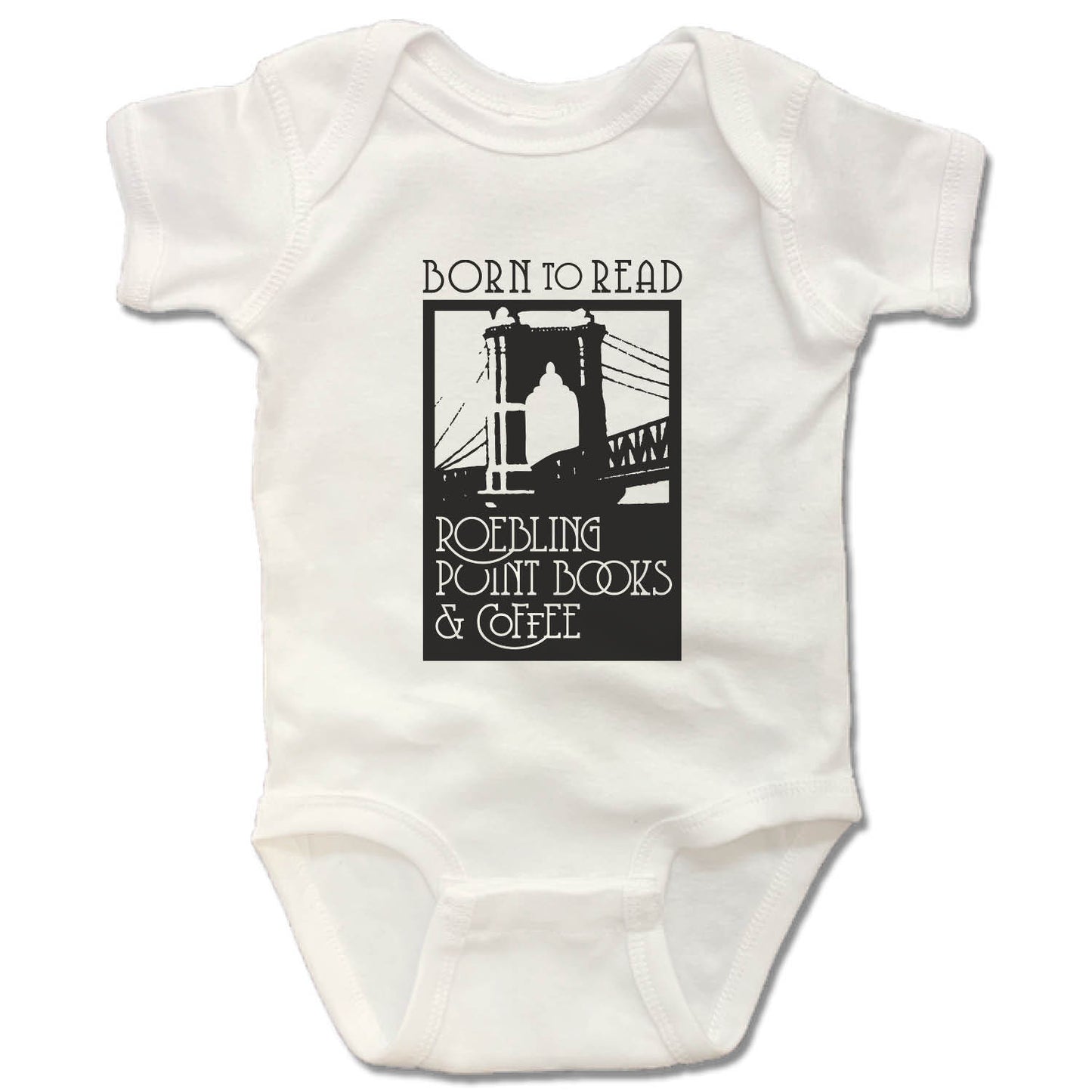 ROEBLING POINT BOOKS | WHITE ONESIE | BLACK LOGO