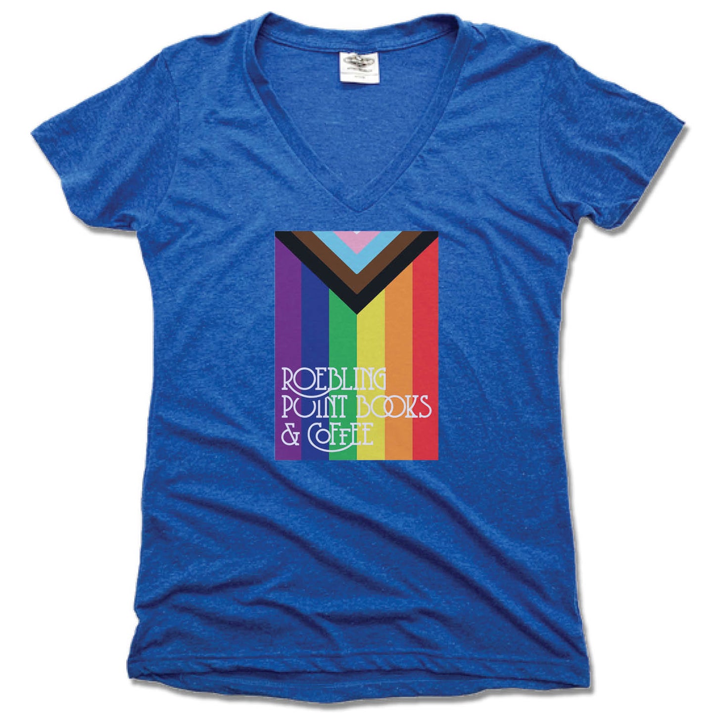 ROEBLING POINT BOOKS | LADIES BLUE V-NECK | LOGO