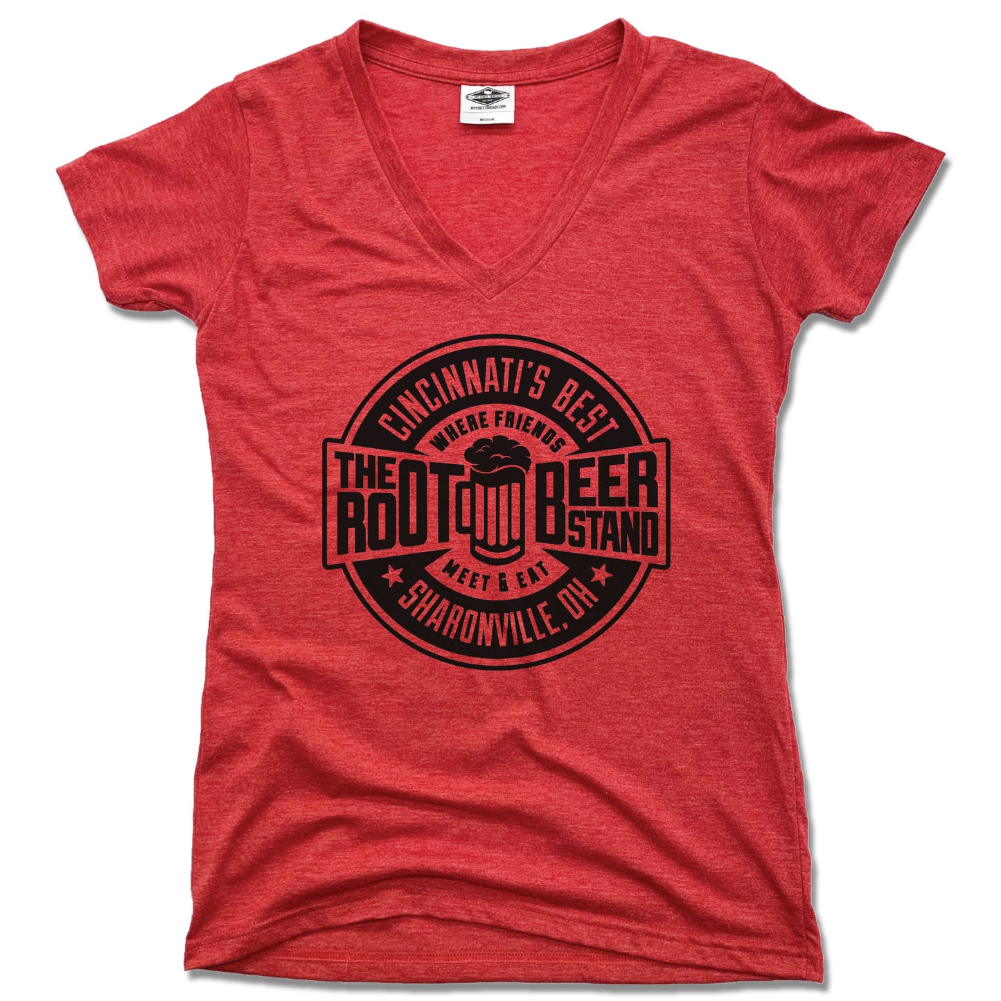 LADIES RED V-NECK | Patch | The Root Beer Stand