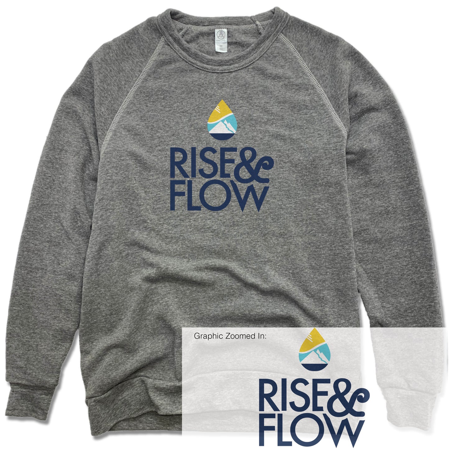 RISE AND FLOW YOGA STUDIO | FLEECE SWEATSHIRT | BLUE LOGO